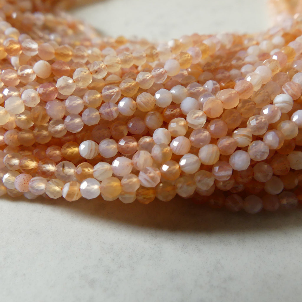 2.5mm Orange Botswana Agate Micro Faceted Beads Genuine Rare Agate Beads 15" Sparkly Gemstone Beads for Jewelry Making Gift for crafter