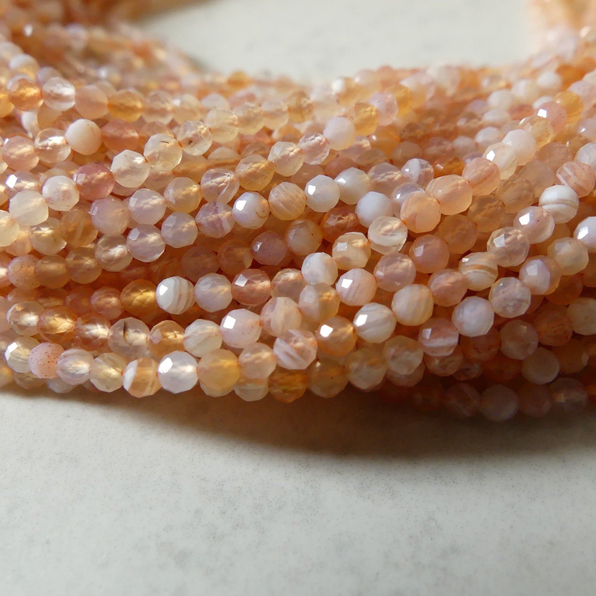 2.5mm Orange Botswana Agate Micro Faceted Beads Genuine Rare Agate Beads 15" Sparkly Gemstone Beads for Jewelry Making Gift for crafter