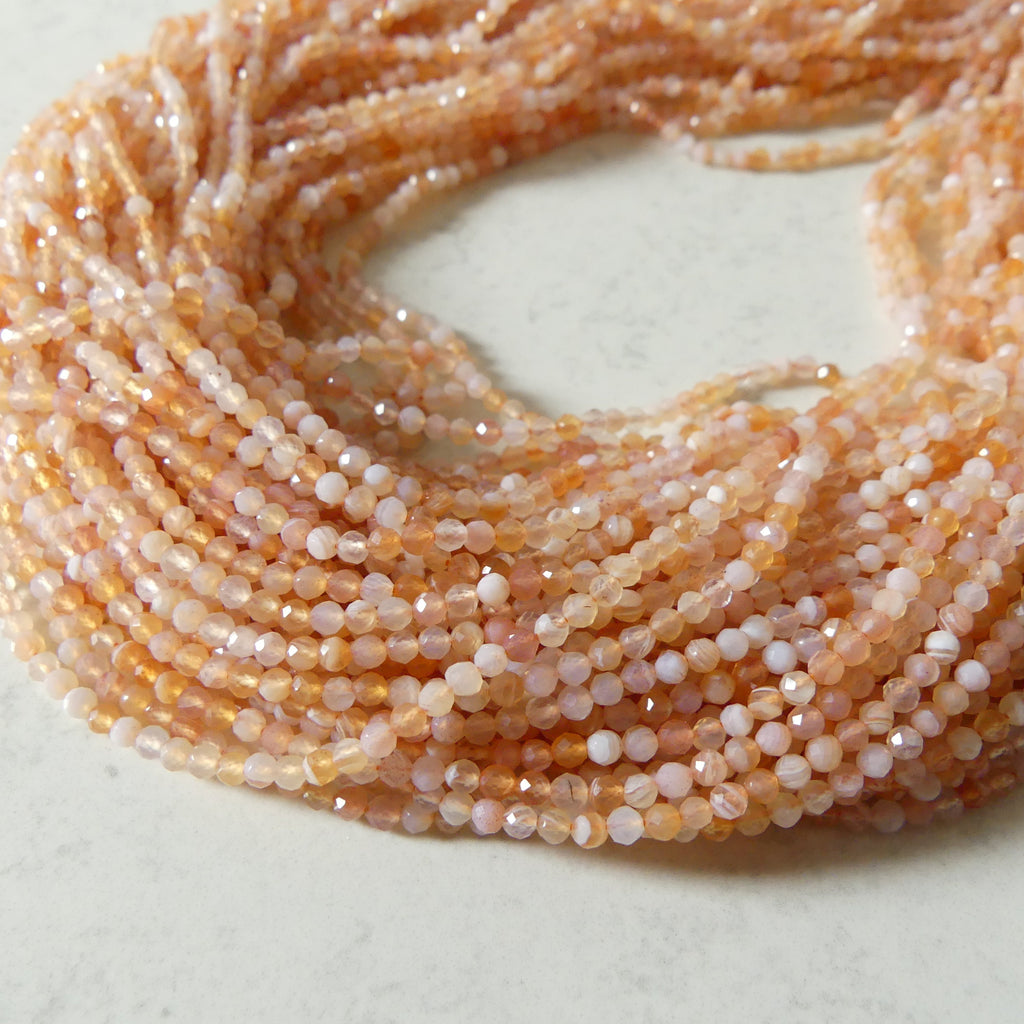 2.5mm Orange Botswana Agate Micro Faceted Beads Genuine Rare Agate Beads 15" Sparkly Gemstone Beads for Jewelry Making Gift for crafter