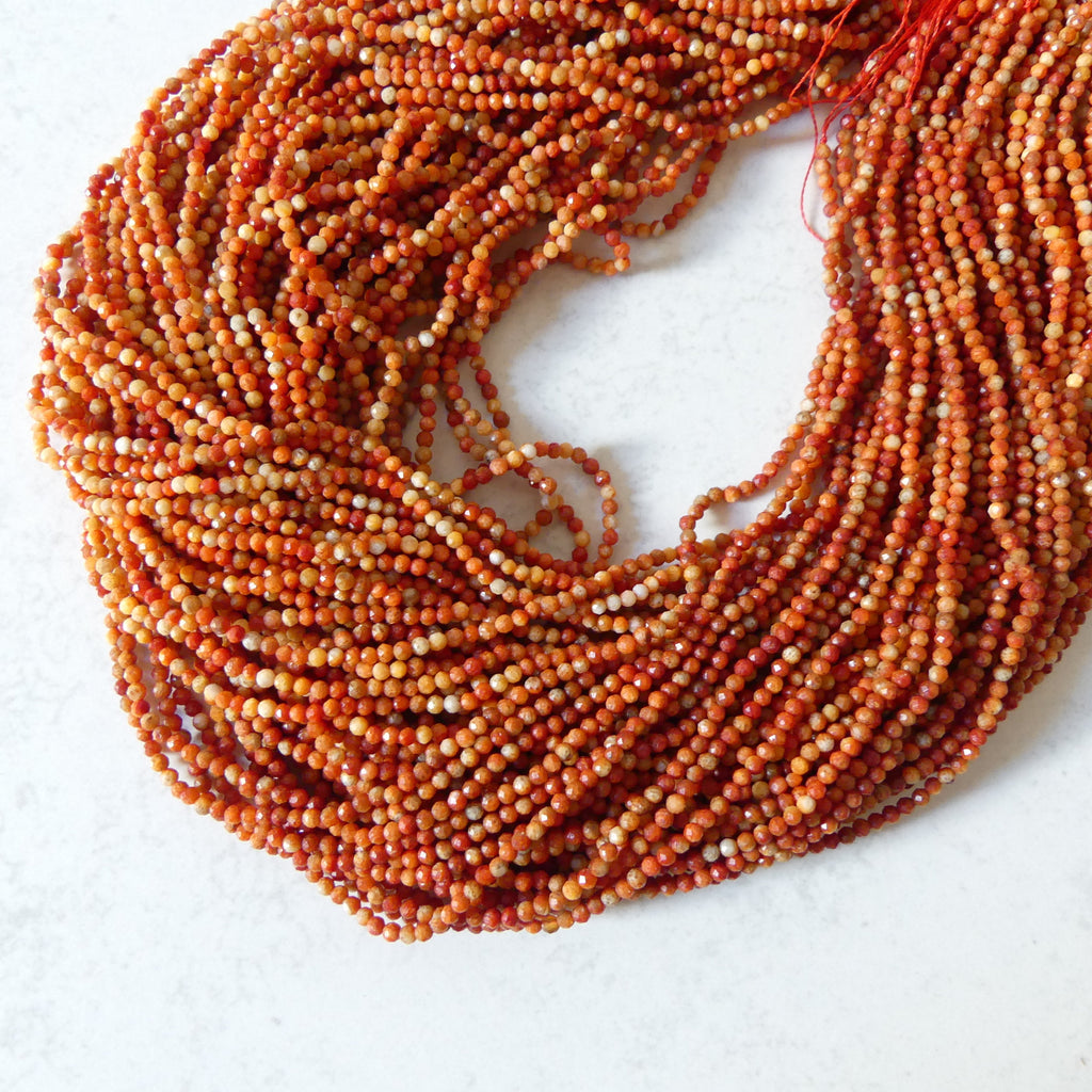 2mm Natural Sponge Coral Beads Micro Faceted Beads Genuine Coral Beads 15" Sparkly Gemstone Beads for Jewelry Making Gift for crafter