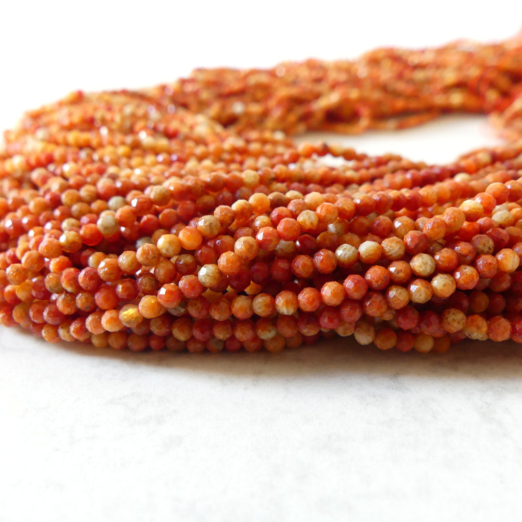 2mm Natural Sponge Coral Beads Micro Faceted Beads Genuine Coral Beads 15" Sparkly Gemstone Beads for Jewelry Making Gift for crafter