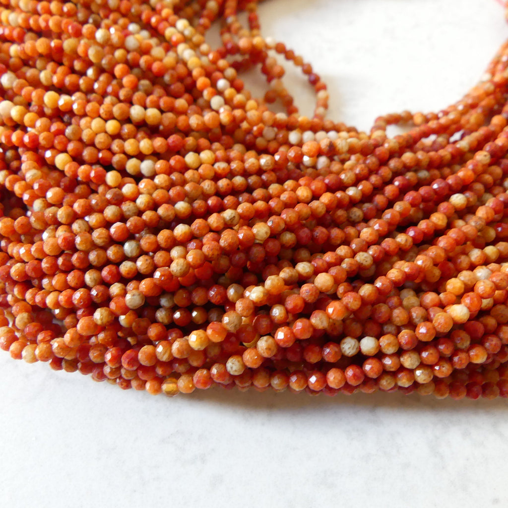 2mm Natural Sponge Coral Beads Micro Faceted Beads Genuine Coral Beads 15" Sparkly Gemstone Beads for Jewelry Making Gift for crafter
