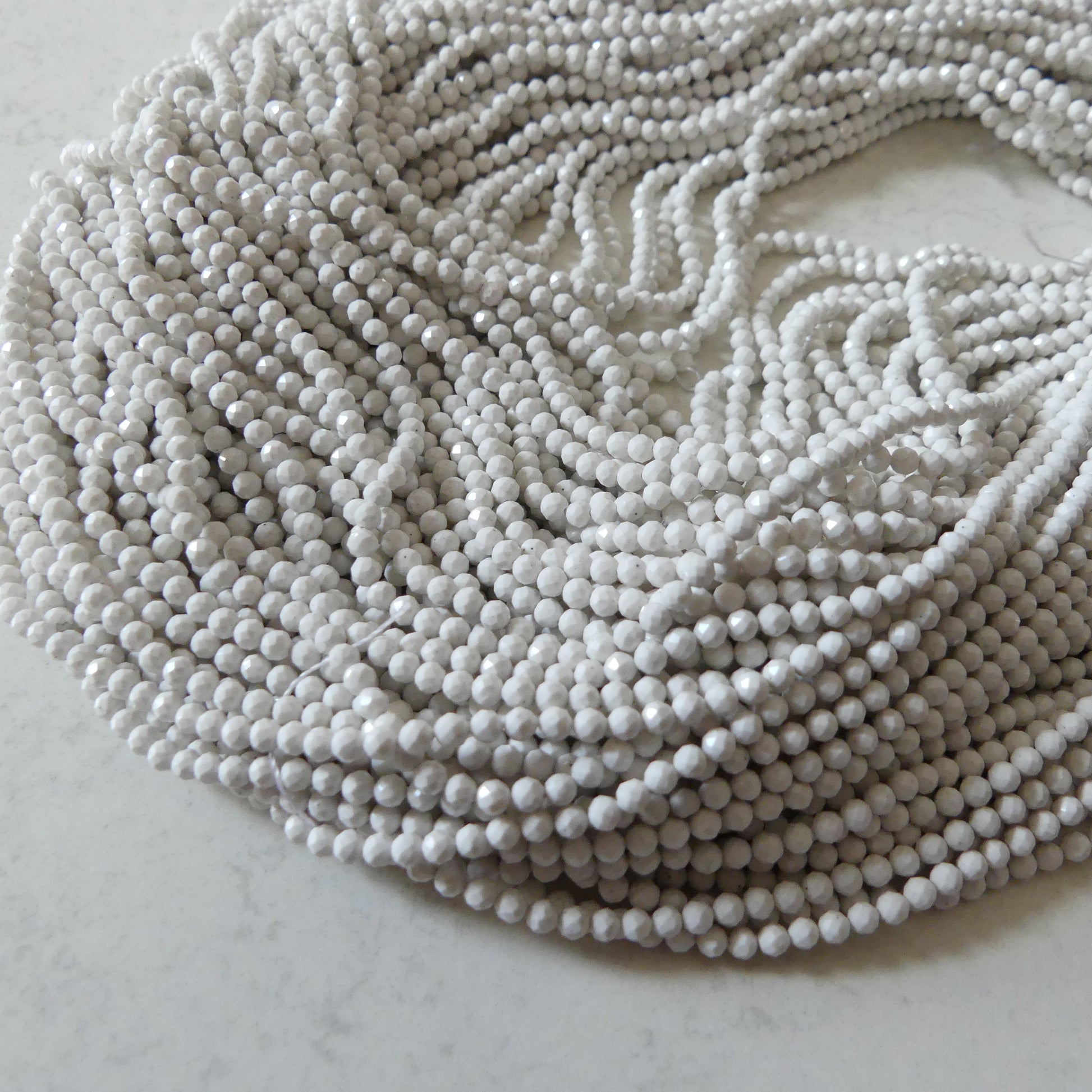 2.5mm White Fossil Jasper Beads Micro Faceted Genuine Small White Jasper Beads 15" Gemstone Beads for Jewelry Making Beading Gift Crafter