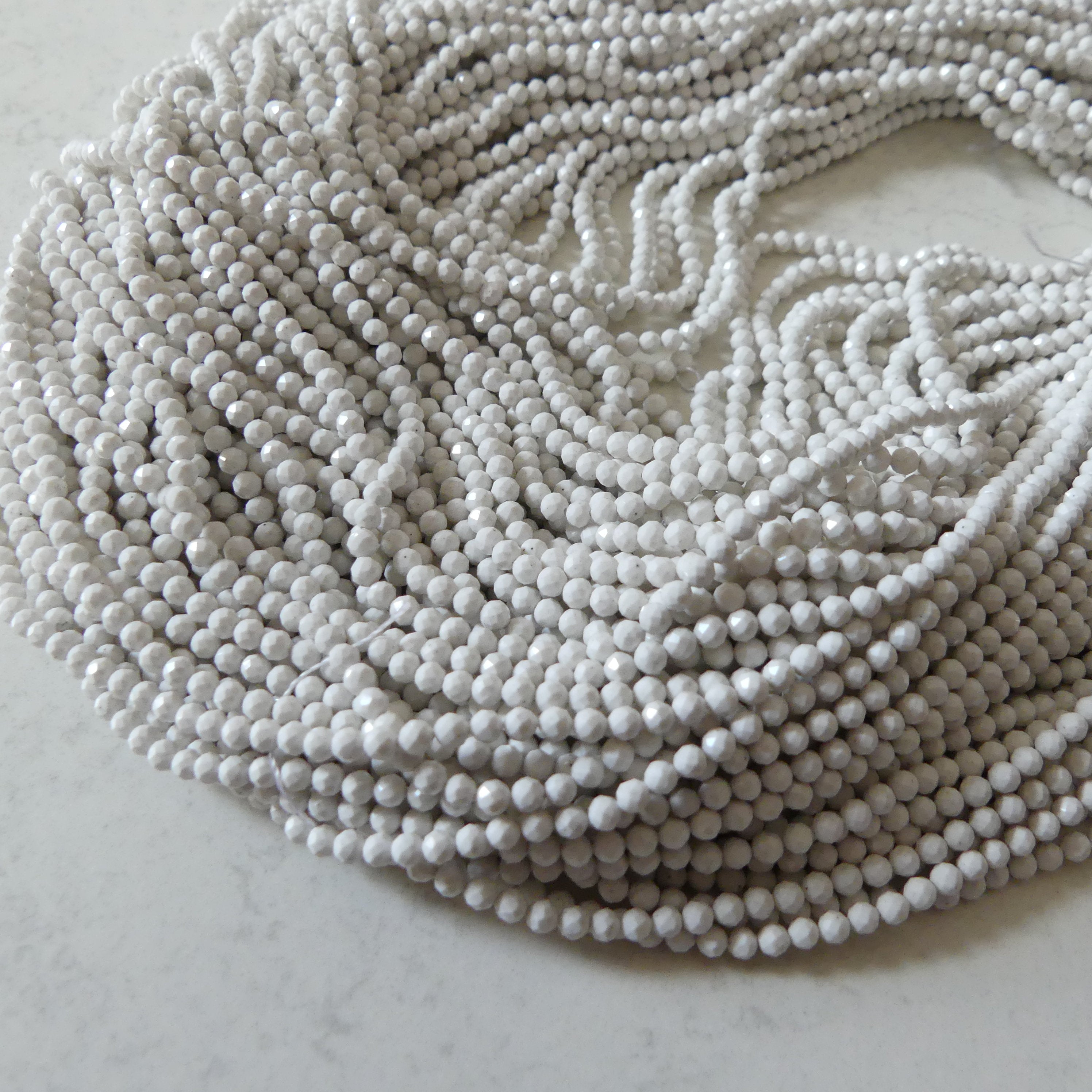 2.5mm White Fossil Jasper Beads Micro Faceted Genuine Small White Jasper Beads 15" Gemstone Beads for Jewelry Making Beading Gift Crafter