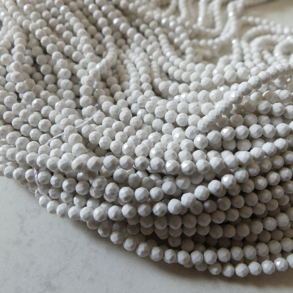 2.5mm White Fossil Jasper Beads Micro Faceted Genuine Small White Jasper Beads 15" Gemstone Beads for Jewelry Making Beading Gift Crafter