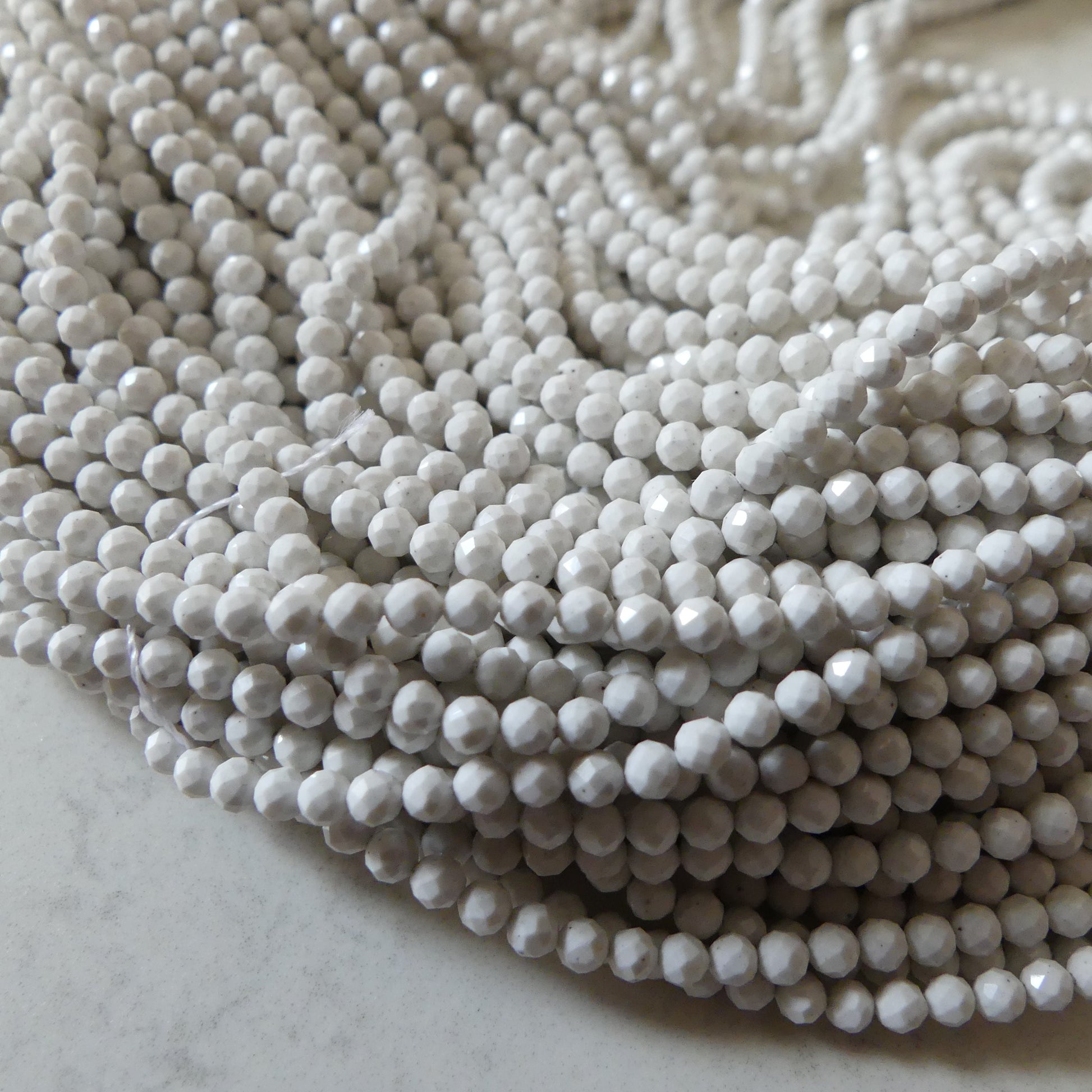 2.5mm White Fossil Jasper Beads Micro Faceted Genuine Small White Jasper Beads 15" Gemstone Beads for Jewelry Making Beading Gift Crafter