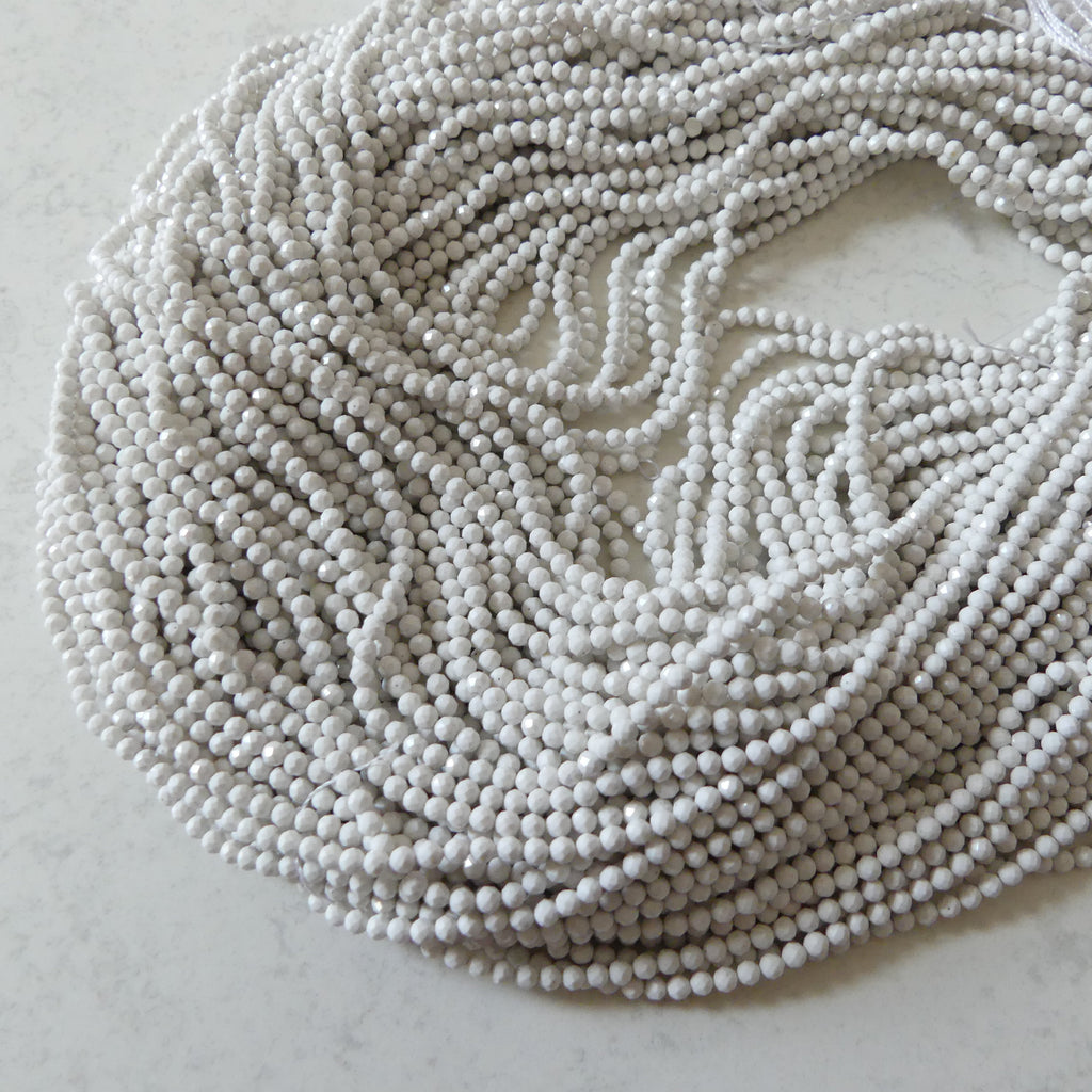 2.5mm White Fossil Jasper Beads Micro Faceted Genuine Small White Jasper Beads 15" Gemstone Beads for Jewelry Making Beading Gift Crafter