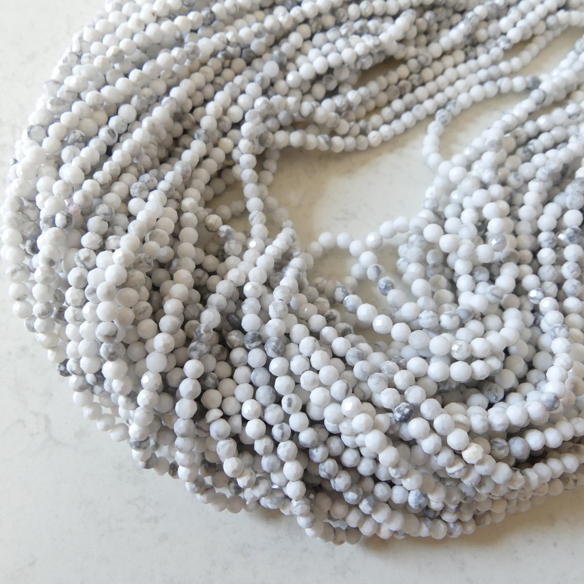 3mm Howlite Beads Micro Faceted Beads 15" Natural White Turquoise Gemstone Beads Beading Crafter Gift DIY Jewelry