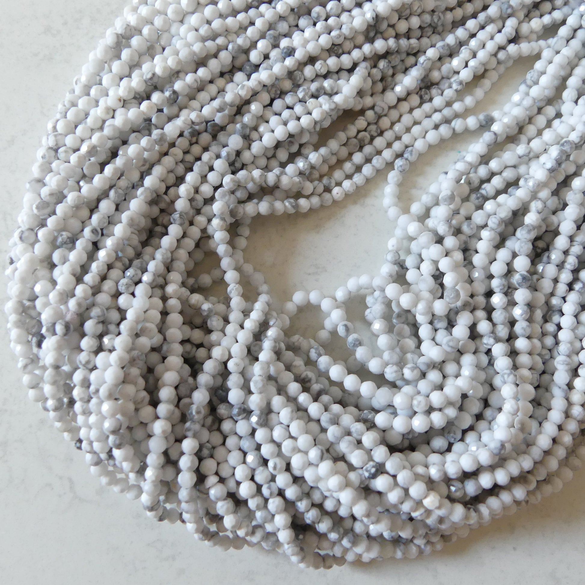 3mm Howlite Beads Micro Faceted Beads 15" Natural White Turquoise Gemstone Beads Beading Crafter Gift DIY Jewelry