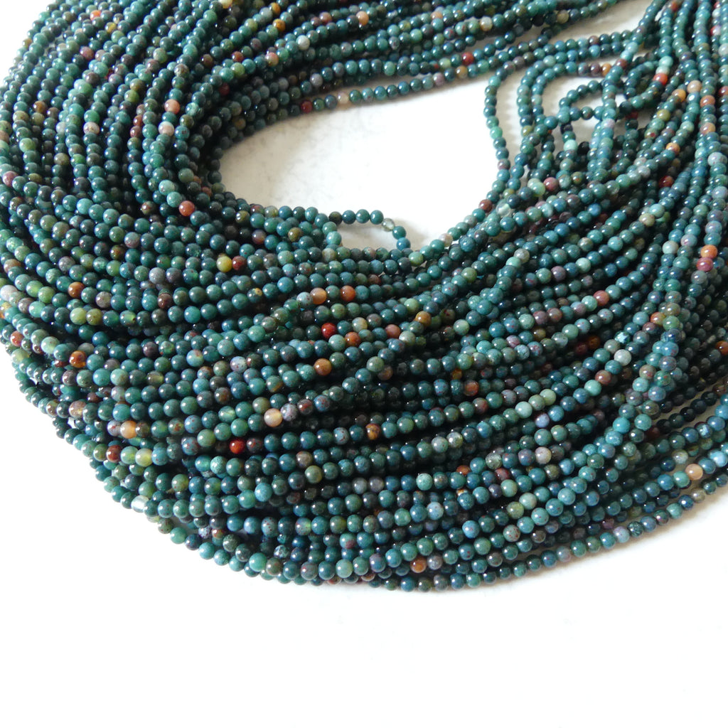 2mm Bloodstone Smooth Beads Genuine Bloodstone Beads 15" Gemstone Beads for DIY Jewelry Making Gift for Crafter