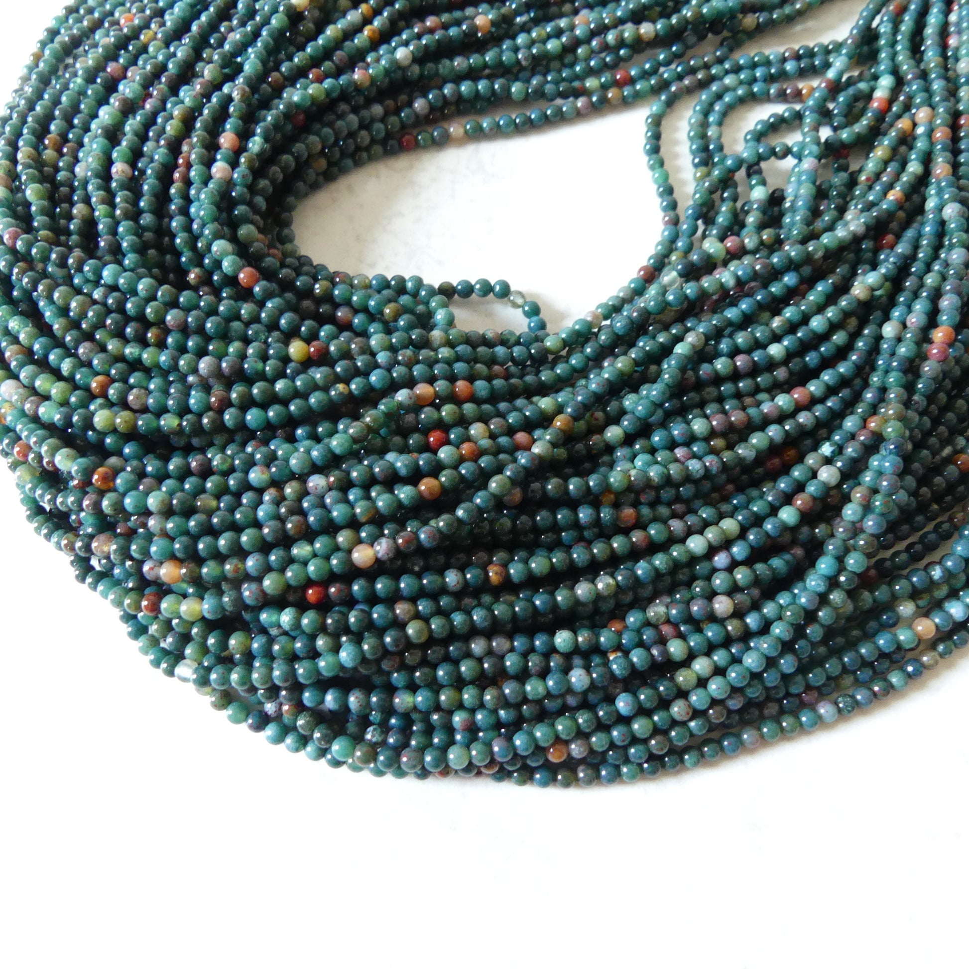 2mm Bloodstone Smooth Beads Genuine Bloodstone Beads 15" Gemstone Beads for DIY Jewelry Making Gift for Crafter