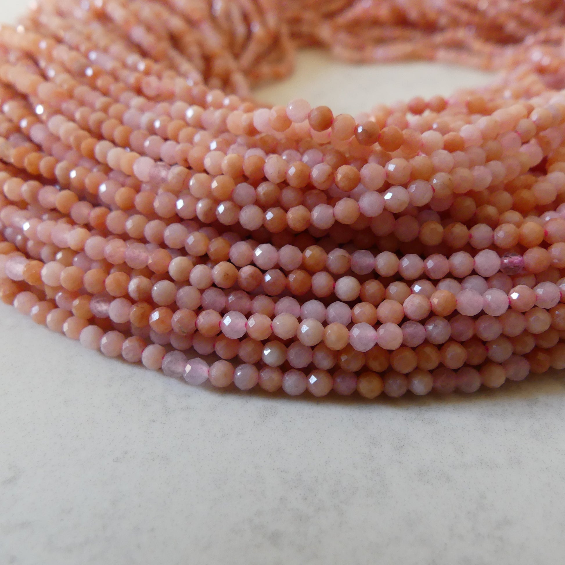 2mm Pink Aventurine Beads Micro Faceted Beads 15" Peach Natural Aventurine Gemstone Beads Beading Crafter Gift DIY jewelry