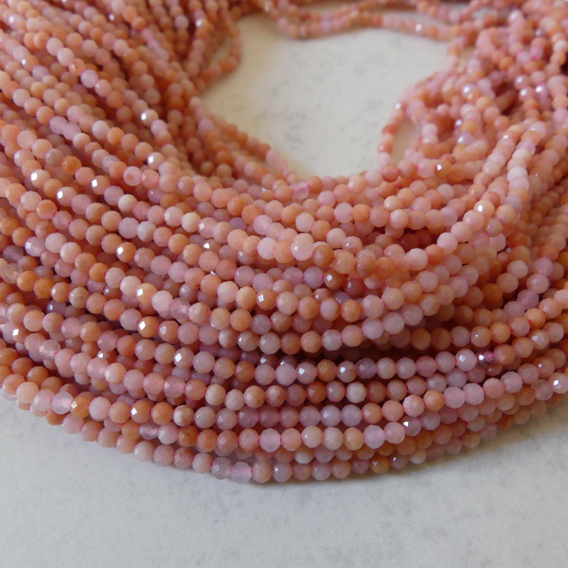 2mm Pink Aventurine Beads Micro Faceted Beads 15" Peach Natural Aventurine Gemstone Beads Beading Crafter Gift DIY jewelry