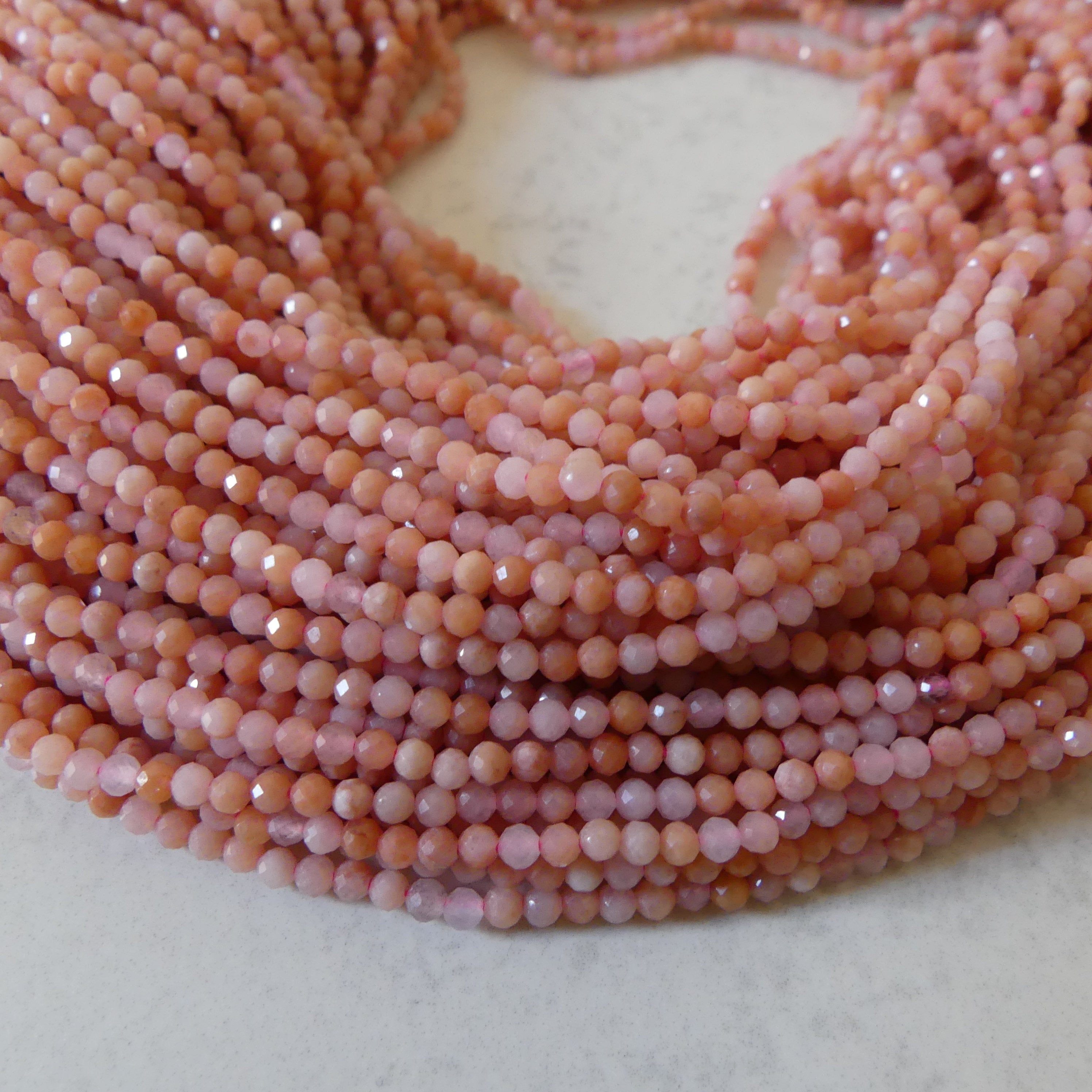 2mm Pink Aventurine Beads Micro Faceted Beads 15" Peach Natural Aventurine Gemstone Beads Beading Crafter Gift DIY jewelry