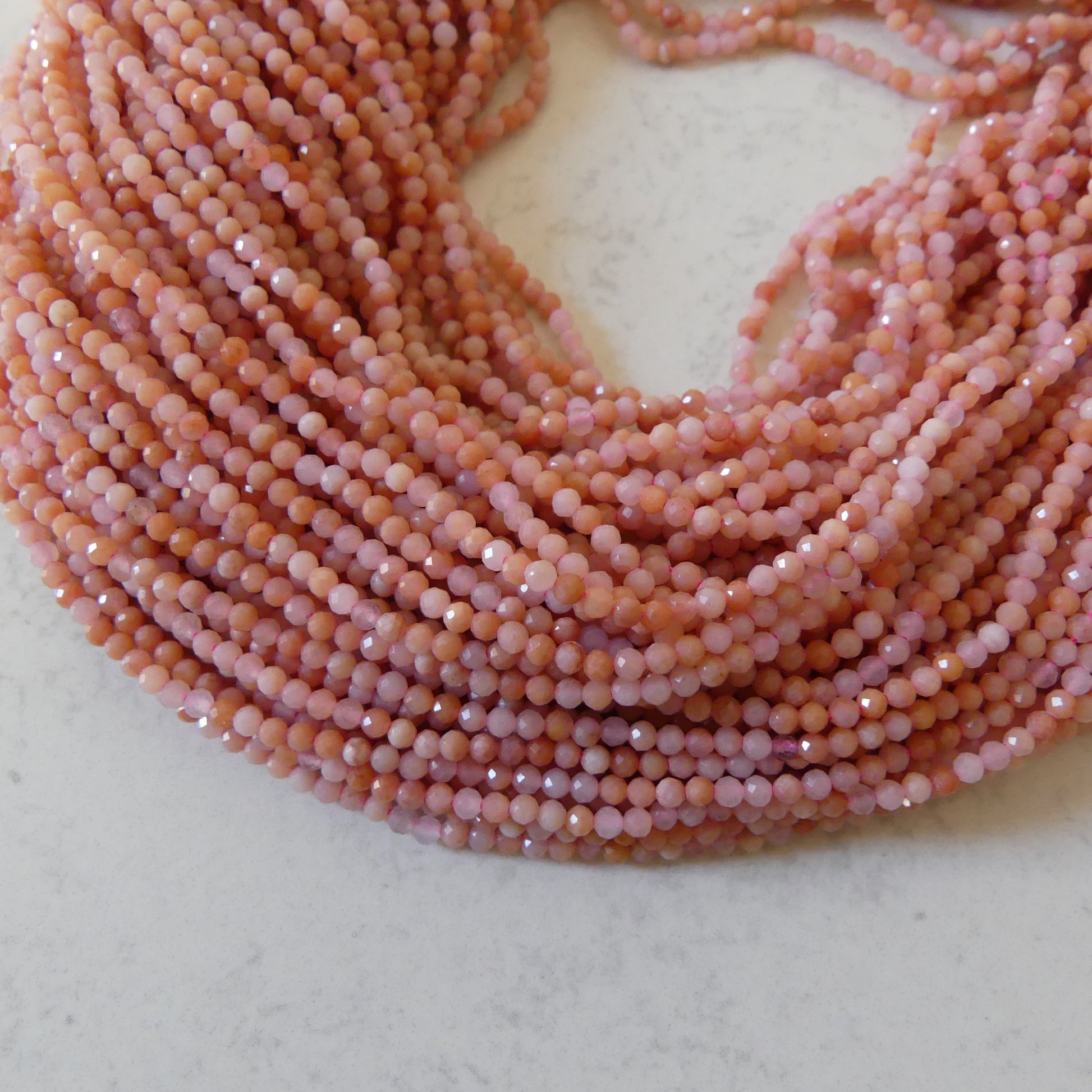 2mm Pink Aventurine Beads Micro Faceted Beads 15" Peach Natural Aventurine Gemstone Beads Beading Crafter Gift DIY jewelry