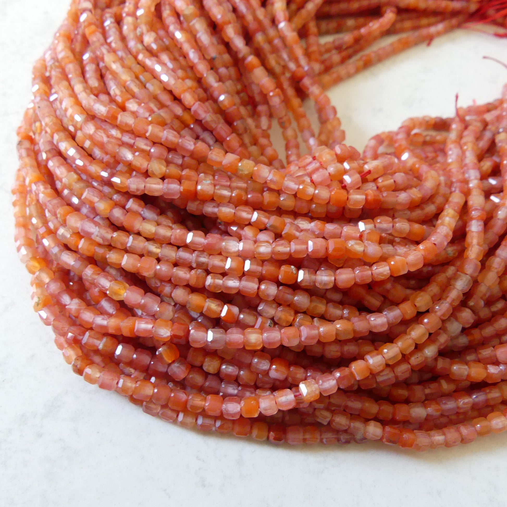 3mm Natural Carnelian Faceted Cube Beads 15" Orange Genuine Gemstone Beads for Jewelry Making Beading Craft Gift Beads Self-Love Abundance