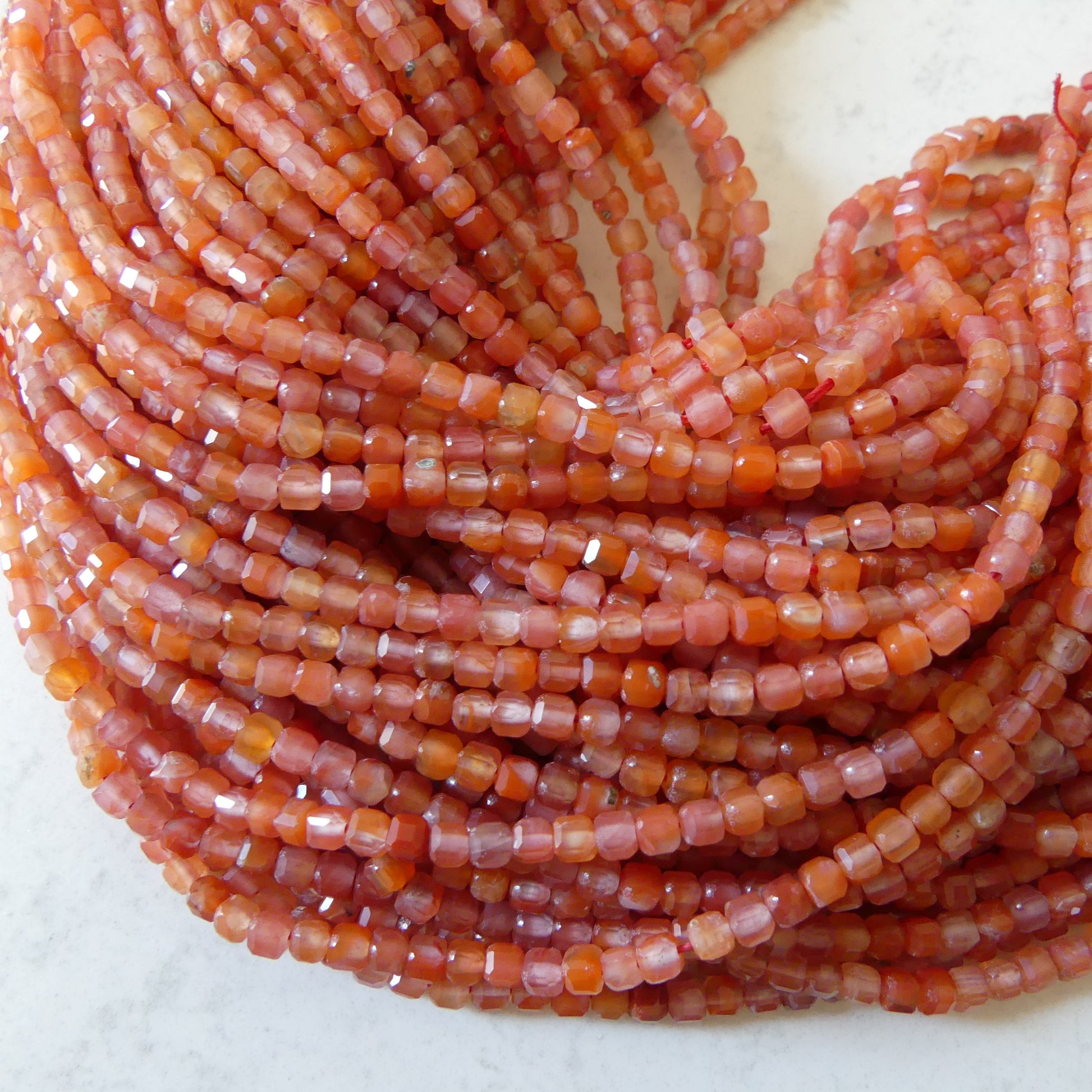 3mm Natural Carnelian Faceted Cube Beads 15" Orange Genuine Gemstone Beads for Jewelry Making Beading Craft Gift Beads Self-Love Abundance