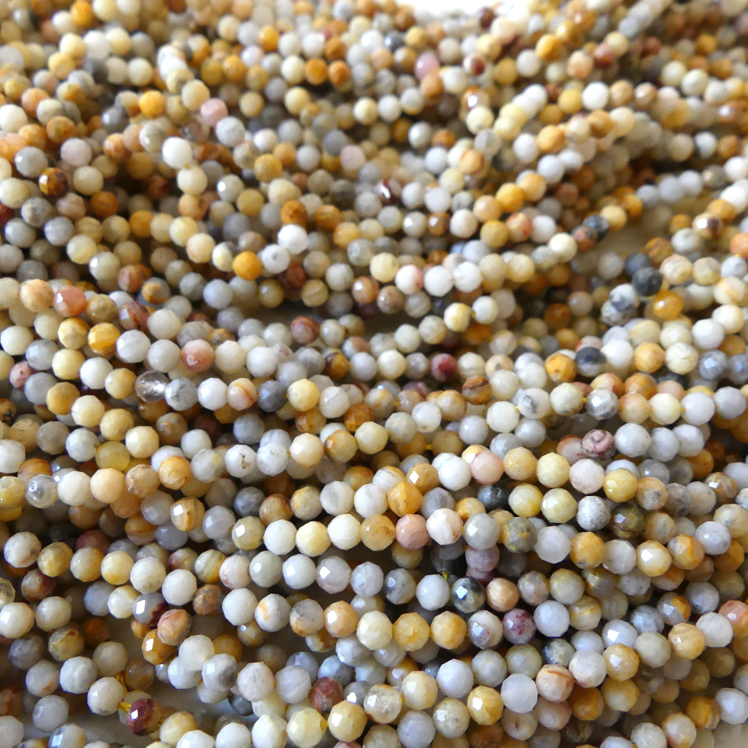 3mm Crazy Lace Agate Micro Faceted Beads 15" Yellow Genuine Gemstone Beads for Jewelry Making Beading Craft Gift