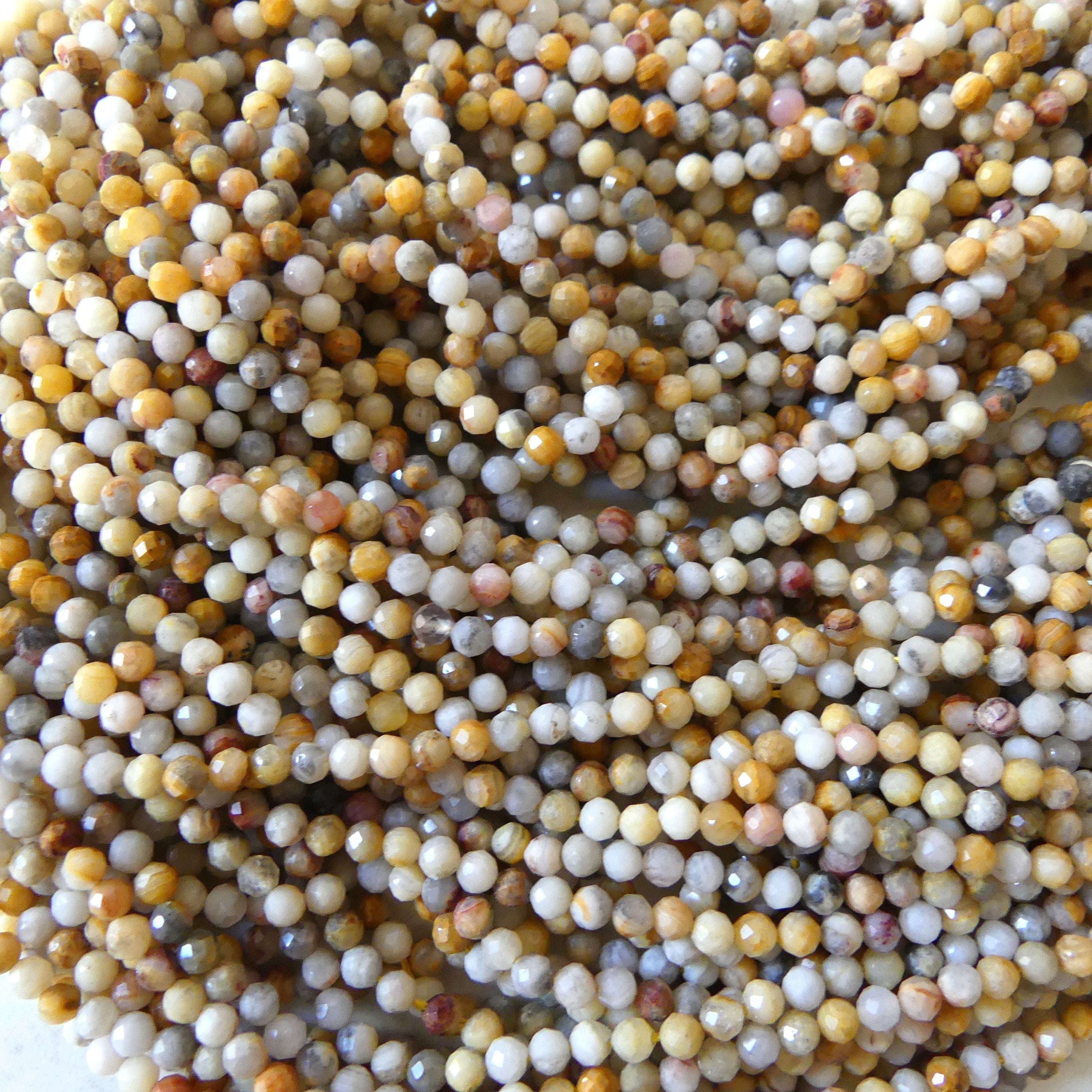 3mm Crazy Lace Agate Micro Faceted Beads 15" Yellow Genuine Gemstone Beads for Jewelry Making Beading Craft Gift