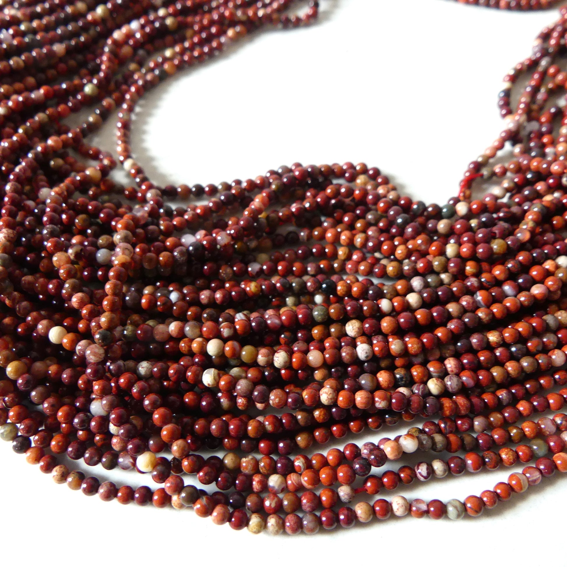 2mm Red Jasper Beads Smooth Genuine Small Red Jasper Beads 15" Gemstone Beads for Jewelry Making Beading Gift for Crafter