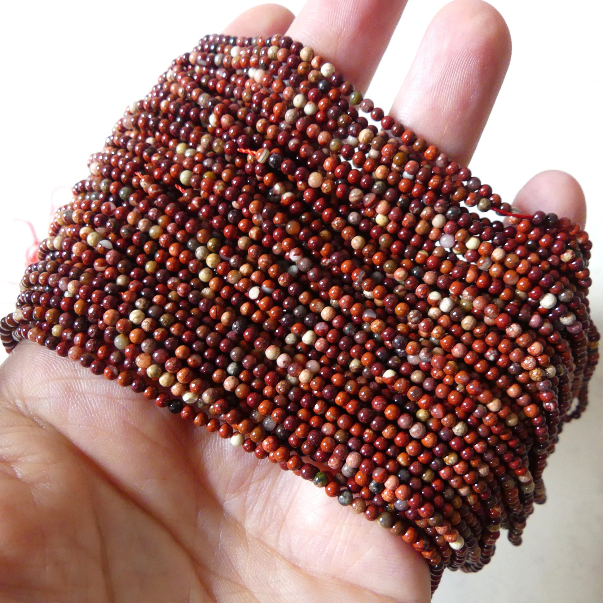 2mm Red Jasper Beads Smooth Genuine Small Red Jasper Beads 15" Gemstone Beads for Jewelry Making Beading Gift for Crafter