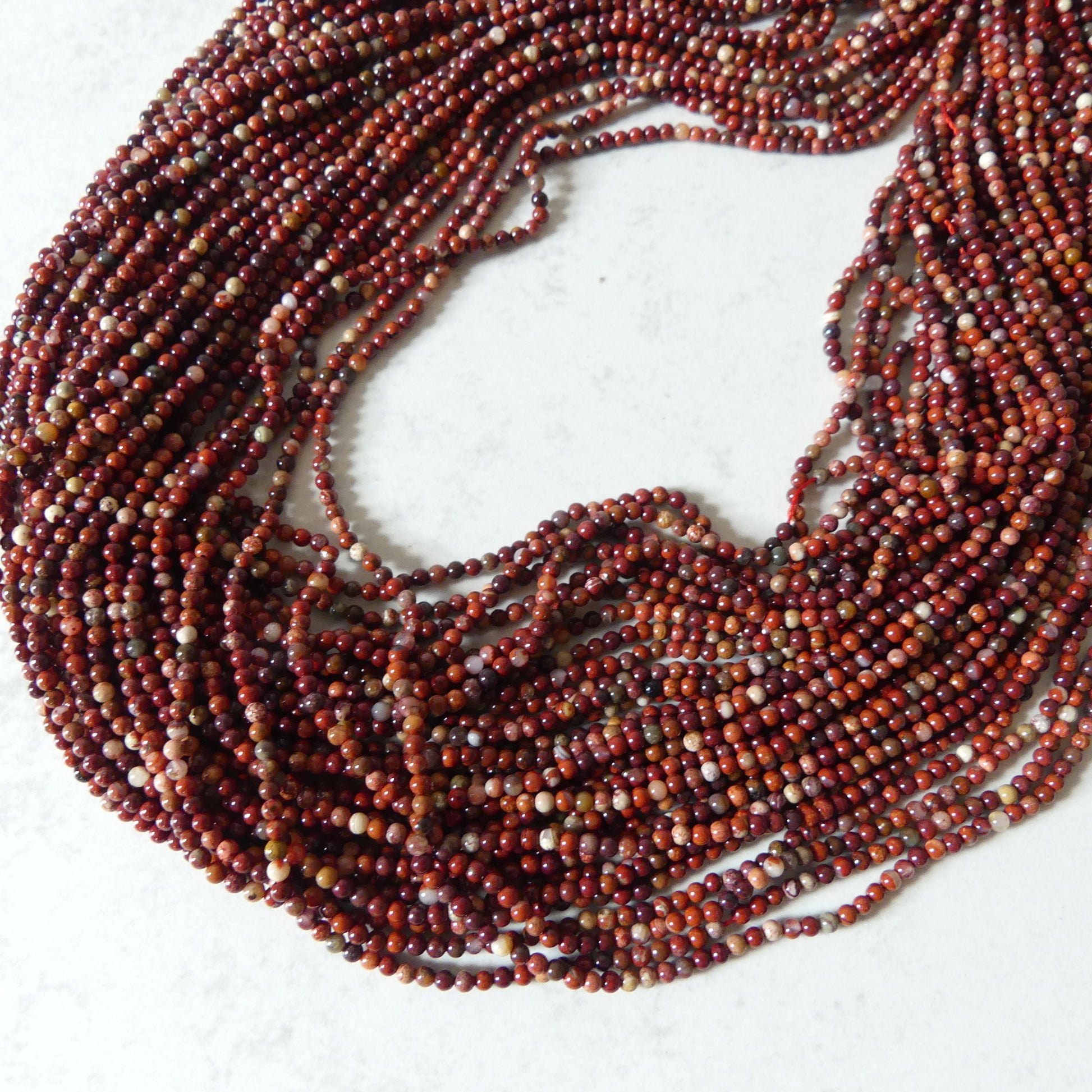 2mm Red Jasper Beads Smooth Genuine Small Red Jasper Beads 15" Gemstone Beads for Jewelry Making Beading Gift for Crafter