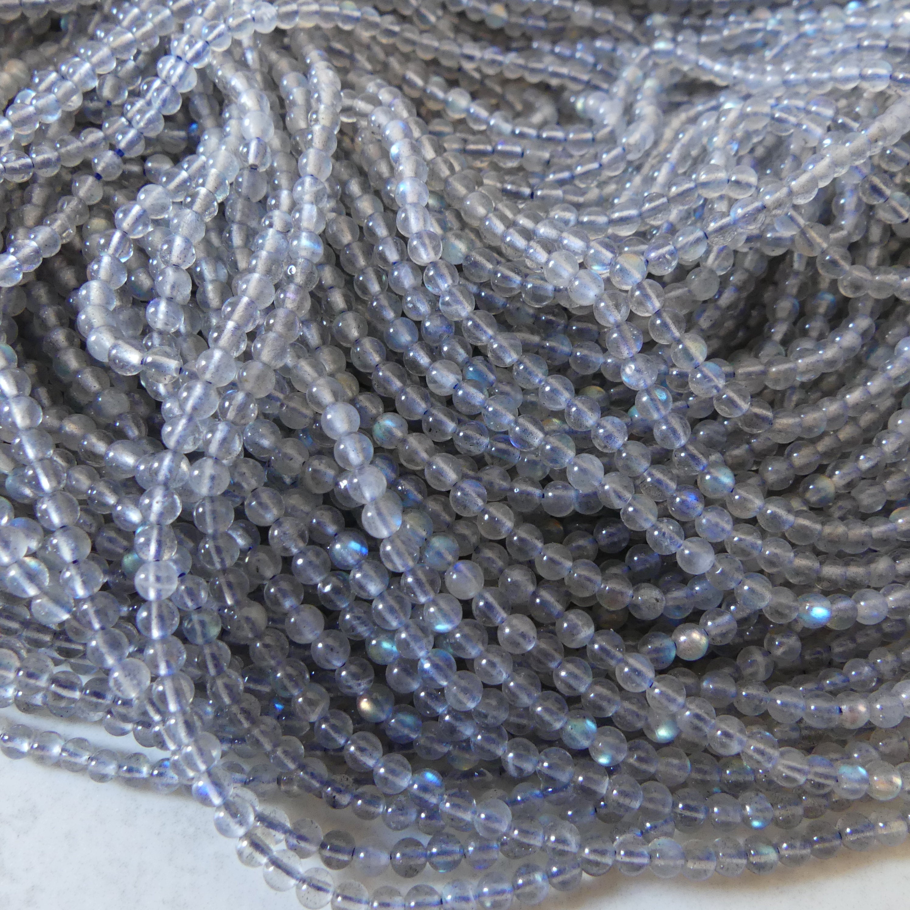 3mm AAA Labradorite Smooth Beads Genuine Blue Flash Beads 15" Sparkly Gemstone Beads for DIY Jewelry Making Crafter Gift