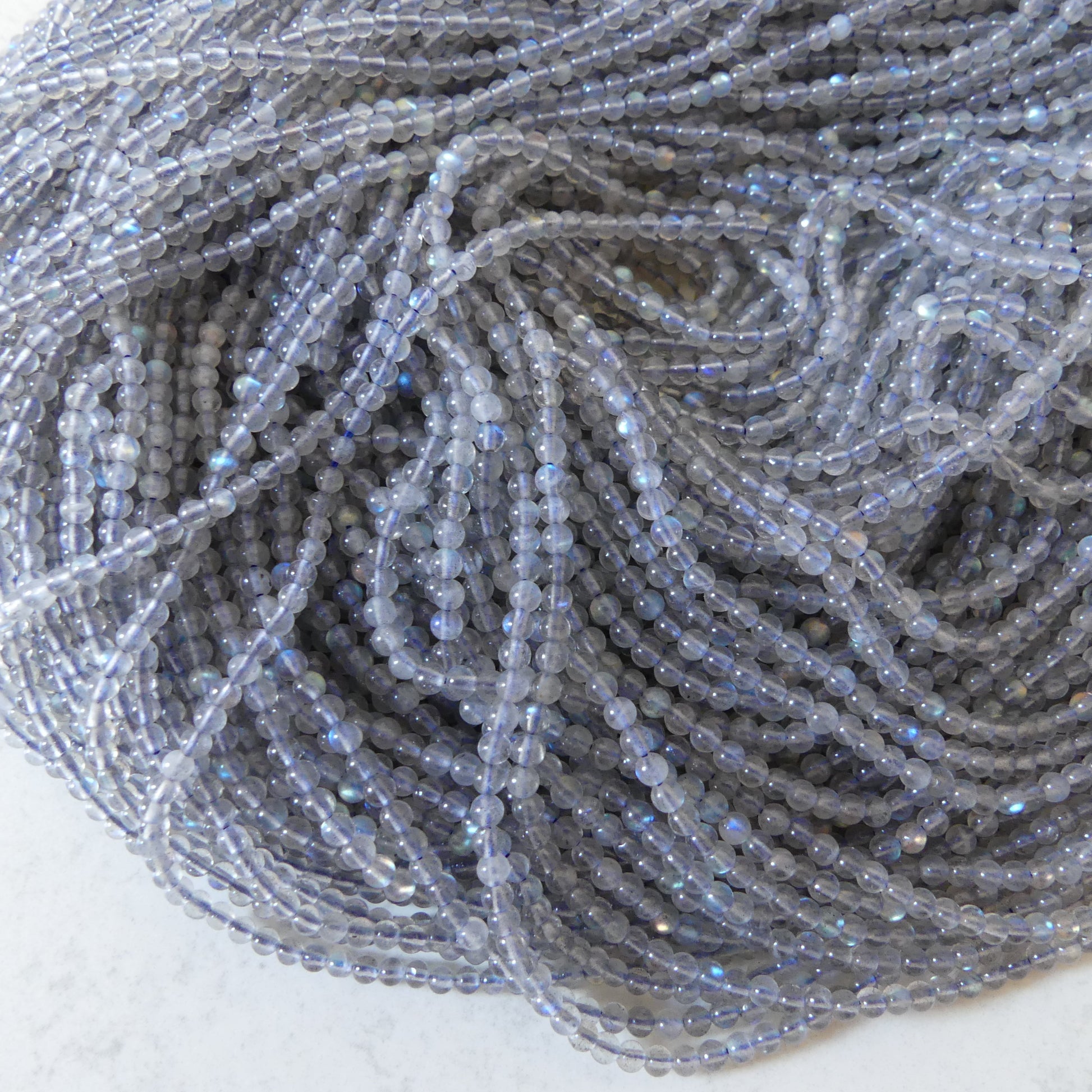 3mm AAA Labradorite Smooth Beads Genuine Blue Flash Beads 15" Sparkly Gemstone Beads for DIY Jewelry Making Crafter Gift