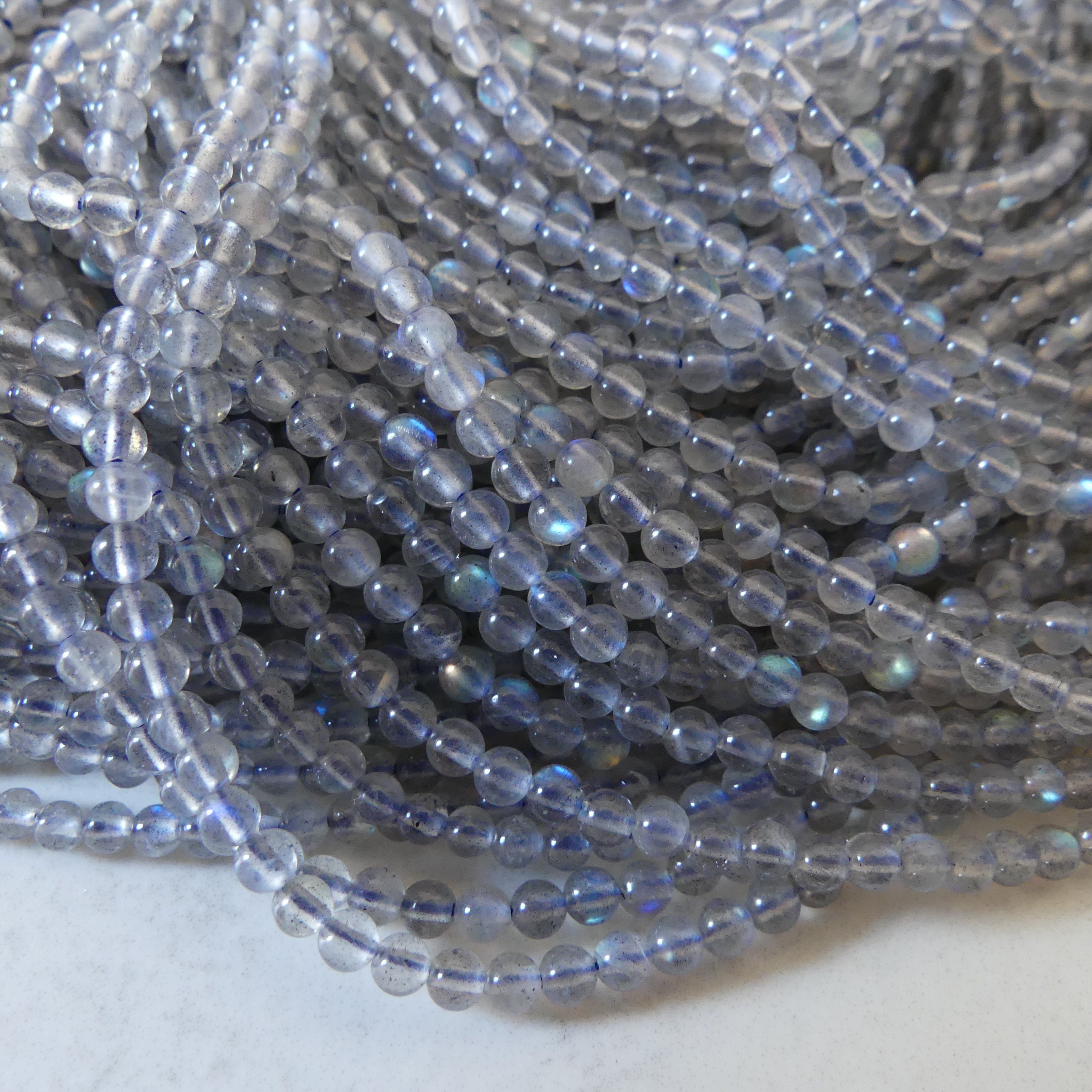 3mm AAA Labradorite Smooth Beads Genuine Blue Flash Beads 15" Sparkly Gemstone Beads for DIY Jewelry Making Crafter Gift