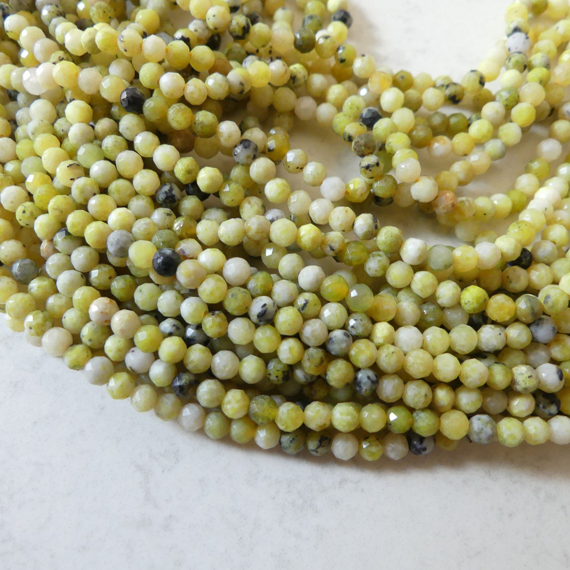 3mm Yellow Serpentine Beads Lizardite Micro Faceted 15" Yellow Genuine Gemstone Beads for Jewelry Making Beading Craft Gift