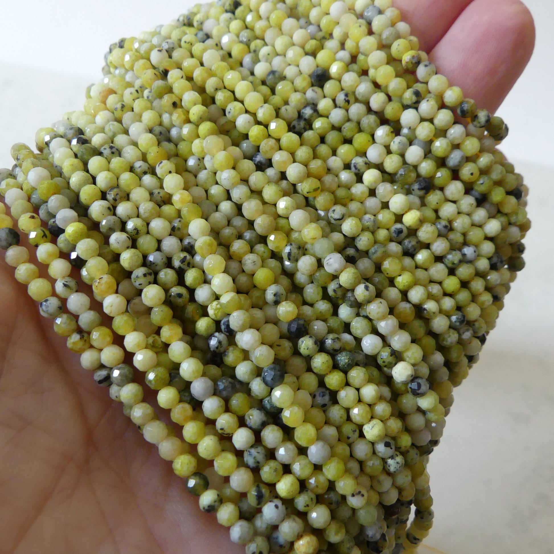 3mm Yellow Serpentine Beads Lizardite Micro Faceted 15" Yellow Genuine Gemstone Beads for Jewelry Making Beading Craft Gift