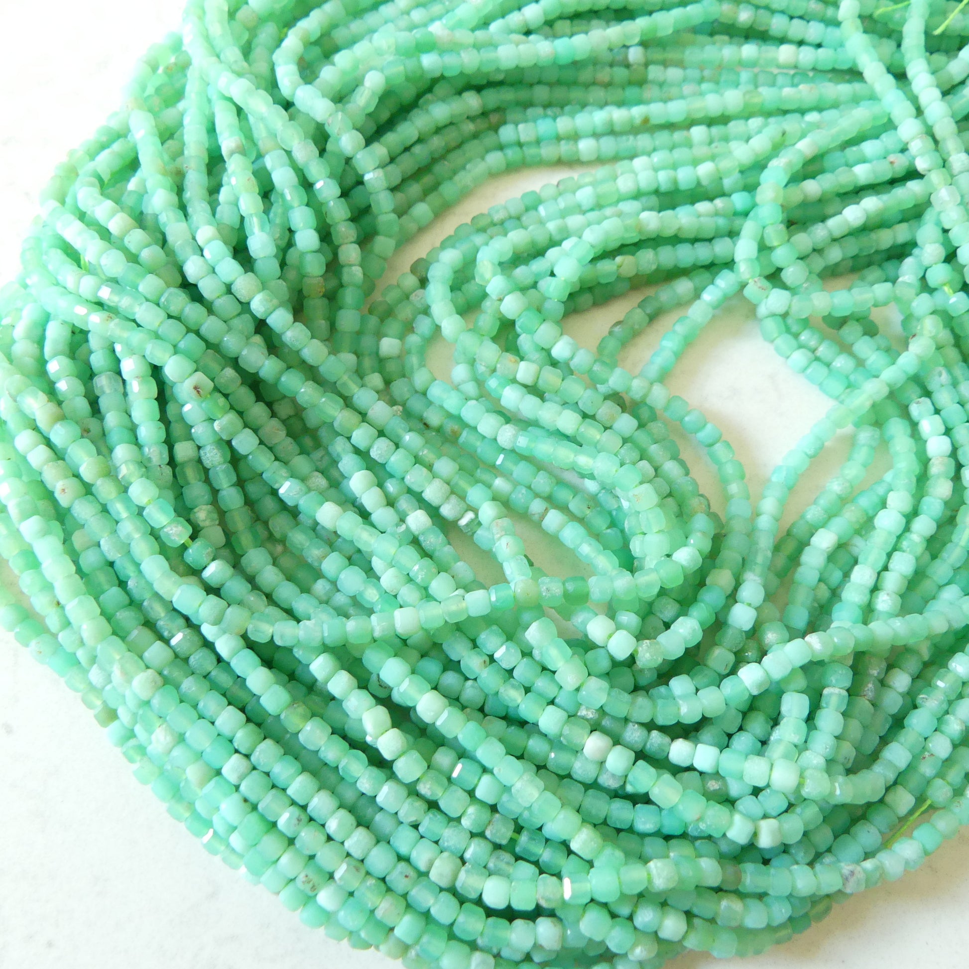 2mm Chrysoprase Faceted Cube Beads 15" Mint Green Genuine Gemstone Beads for Jewelry Making Beading Craft Gift Beads