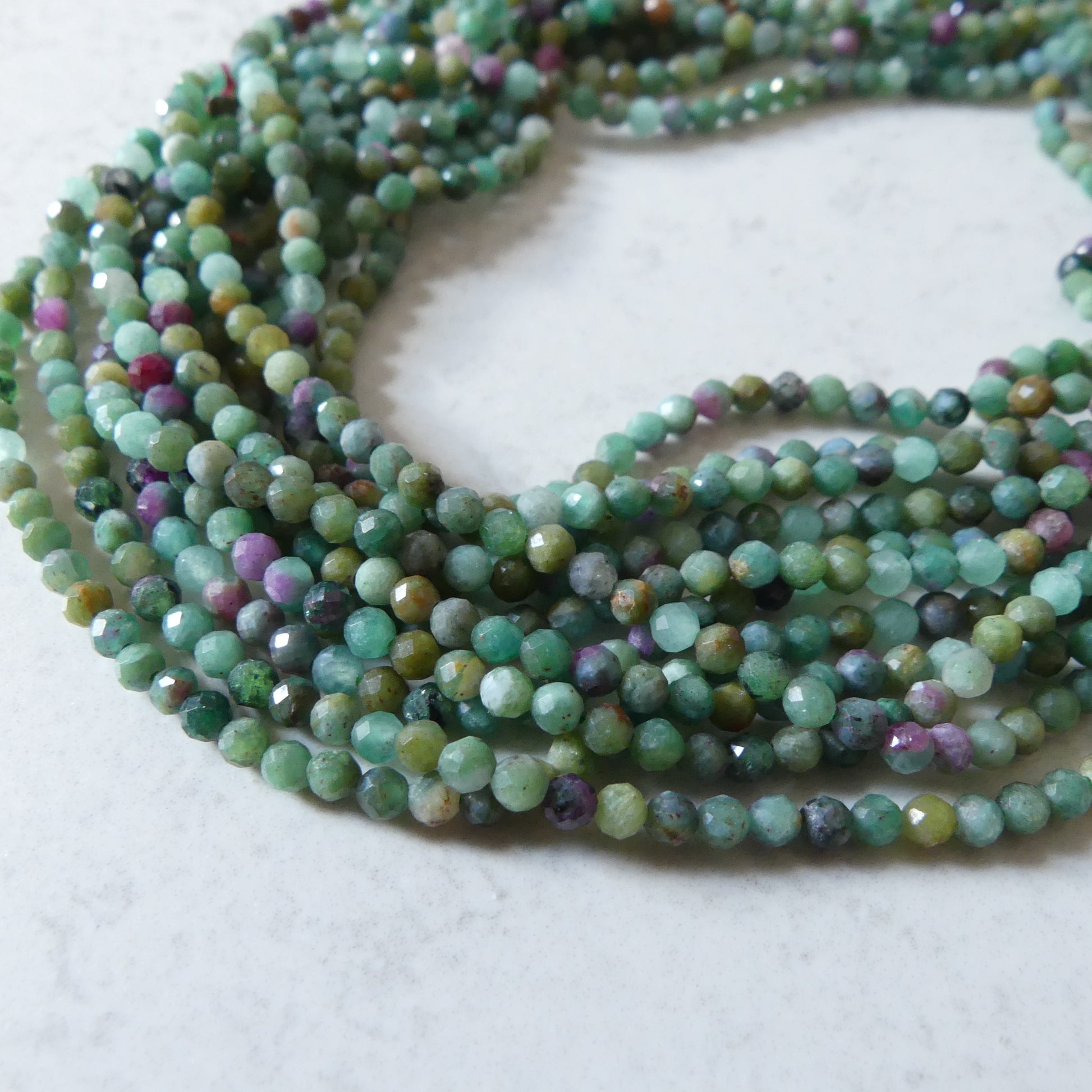 3mm Natural Ruby Fuchsite Micro Faceted Beads Genuine Small Green Beads 15" Gemstone Beads for Jewelry Making Beading Gift for Crafter