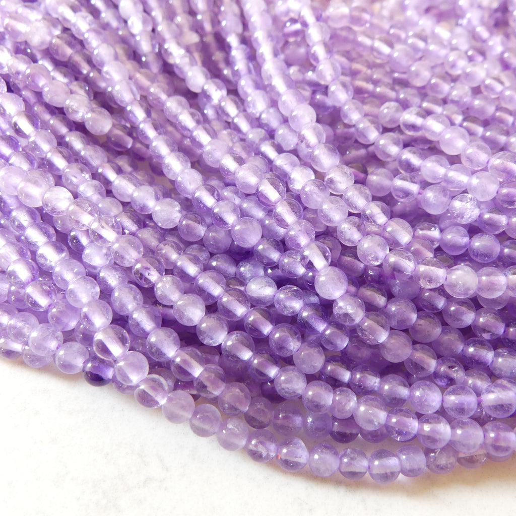 3.5mm Lilac Amethyst Beads Smooth Beads 15" Light Purple Natural Amethyst Gemstone Beads Beading Crafter Gift February Birthstone