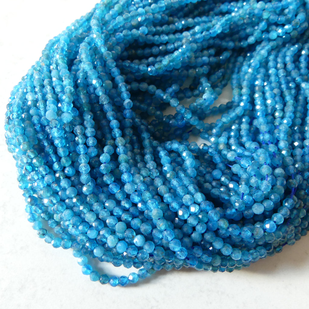 3mm Neon Apatite Faceted Beads 15" Genuine Gemstone Beads for Jewelry Making Beading Craft Gift Beads