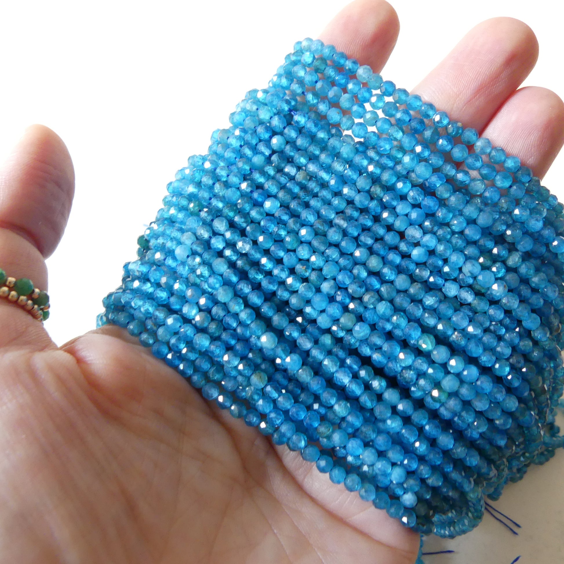 3mm Neon Apatite Faceted Beads 15" Genuine Gemstone Beads for Jewelry Making Beading Craft Gift Beads