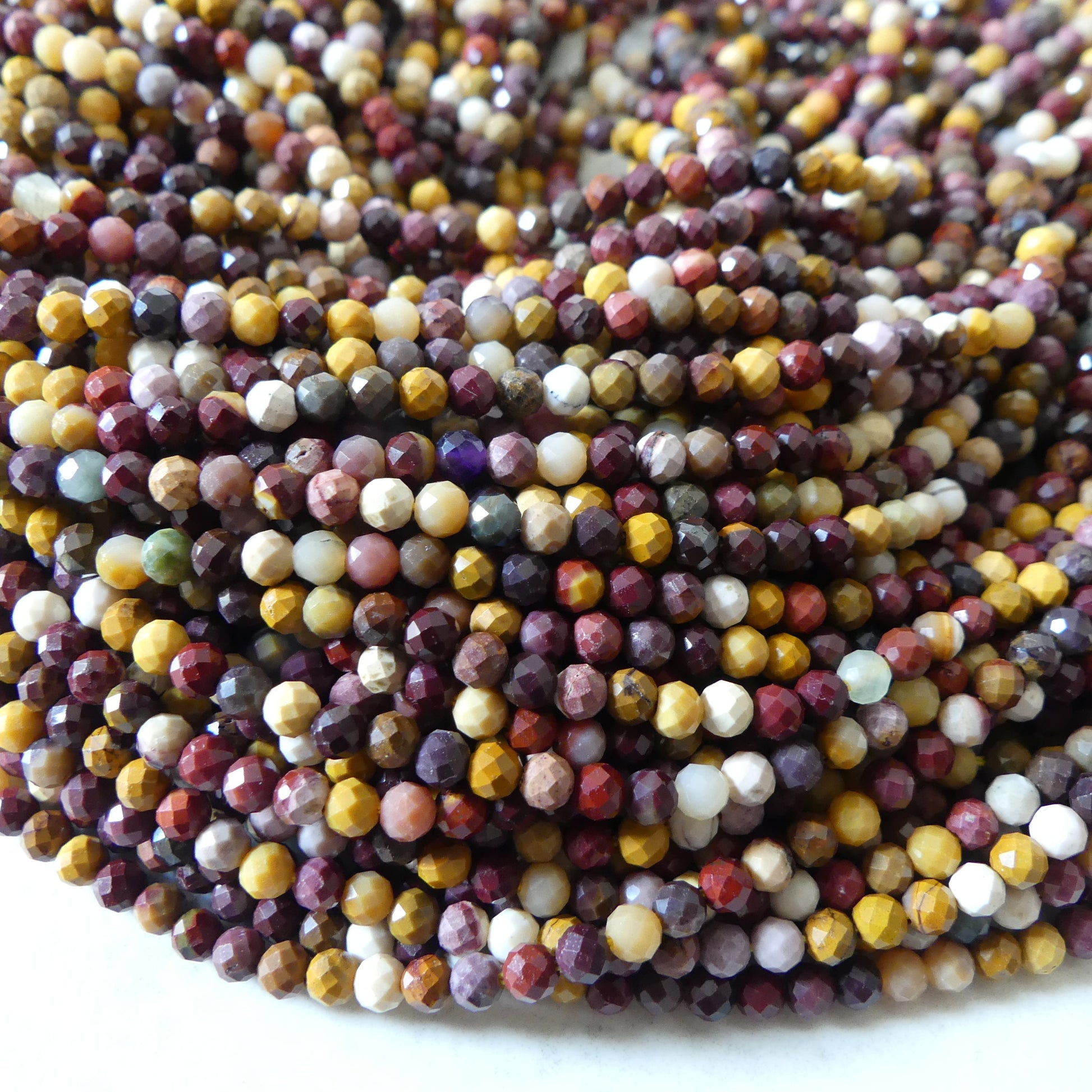 3mm Mookaite Jasper Beads Micro Faceted Genuine Small Earth Tone Jasper Beads 15" Gemstone Beads for Jewelry Making Beading Gift for Crafter
