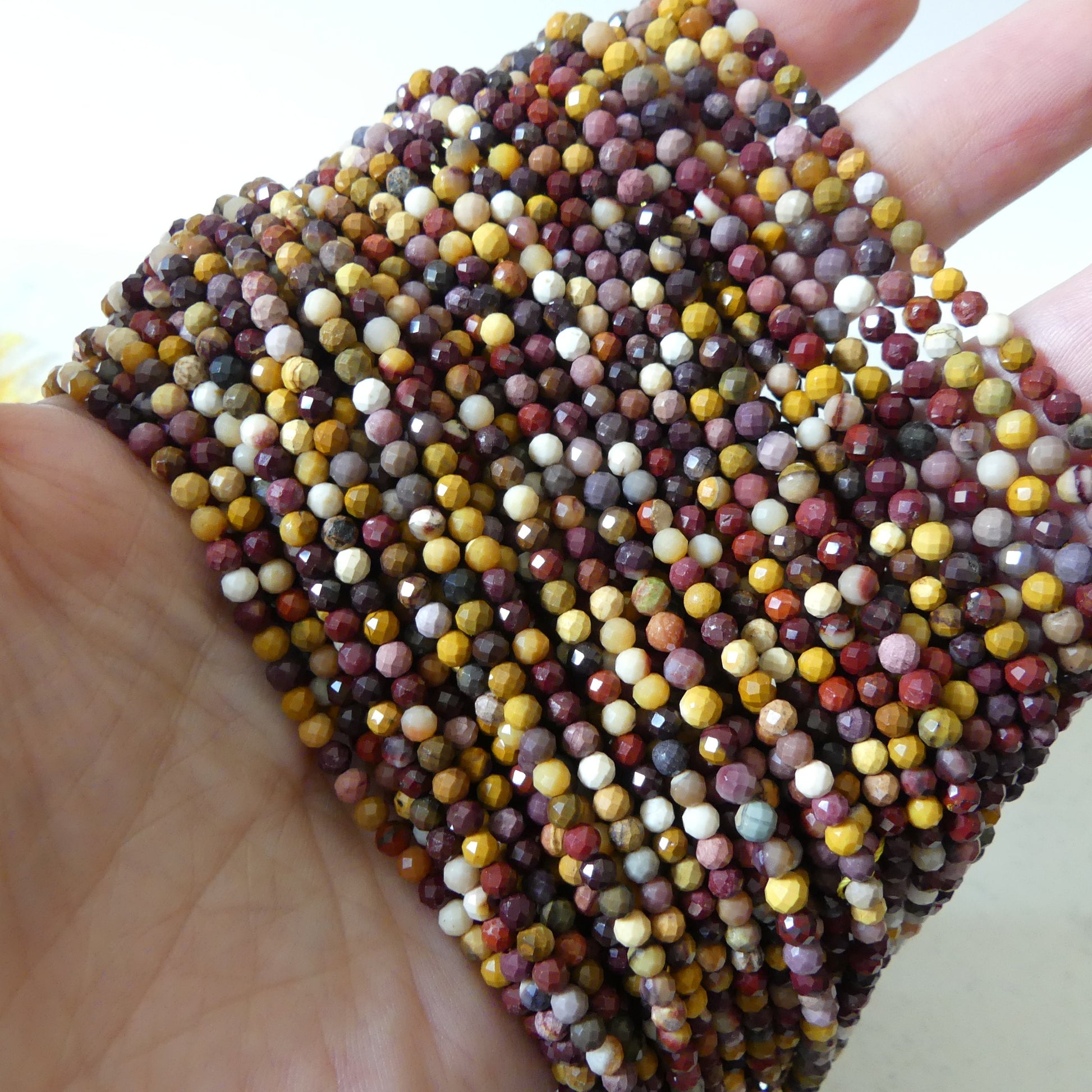 3mm Mookaite Jasper Beads Micro Faceted Genuine Small Earth Tone Jasper Beads 15" Gemstone Beads for Jewelry Making Beading Gift for Crafter