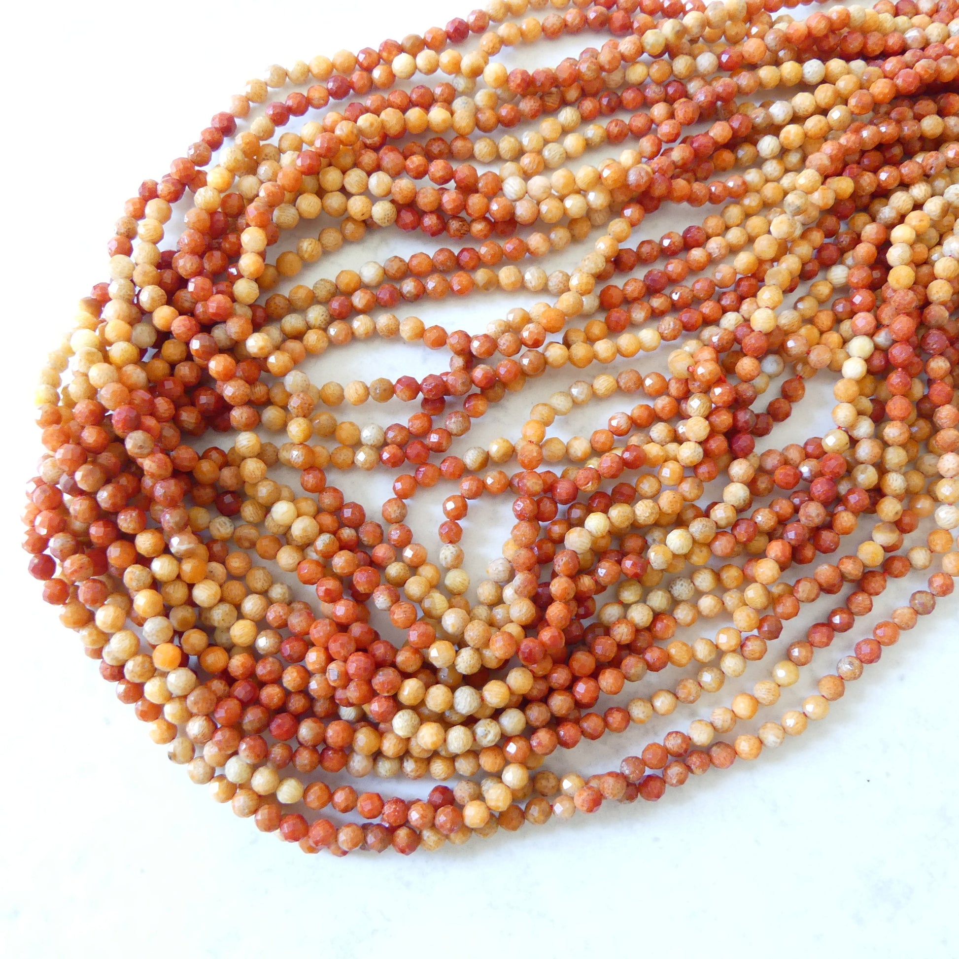 3.5mm Natural Sponge Coral Beads Micro Faceted Beads Genuine Ombre Coral Beads 15" Sparkly Gemstone Beads for Jewelry Making Gift crafter