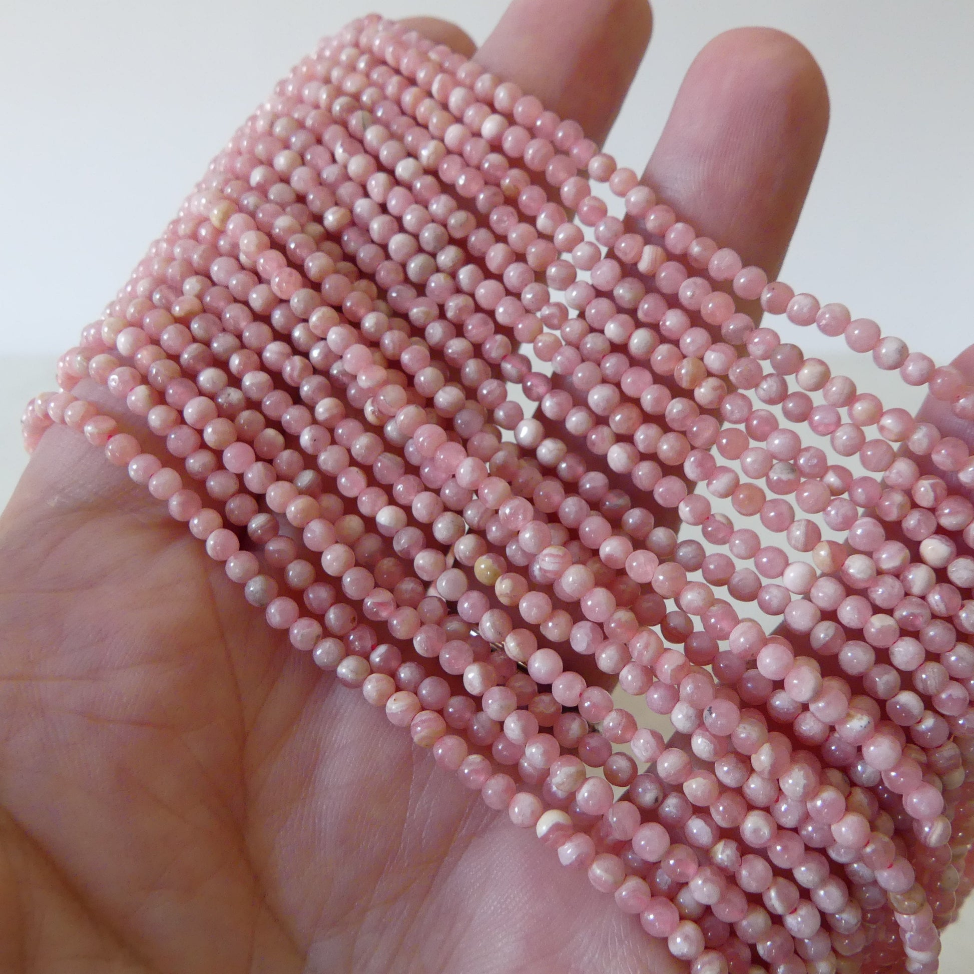 2.5mm Natural Rhodochrosite Smooth Beads 15" Nude Pink Genuine Gemstone Beads Jewelry Making Beading Craft Gift Beads Self-Love Abundance