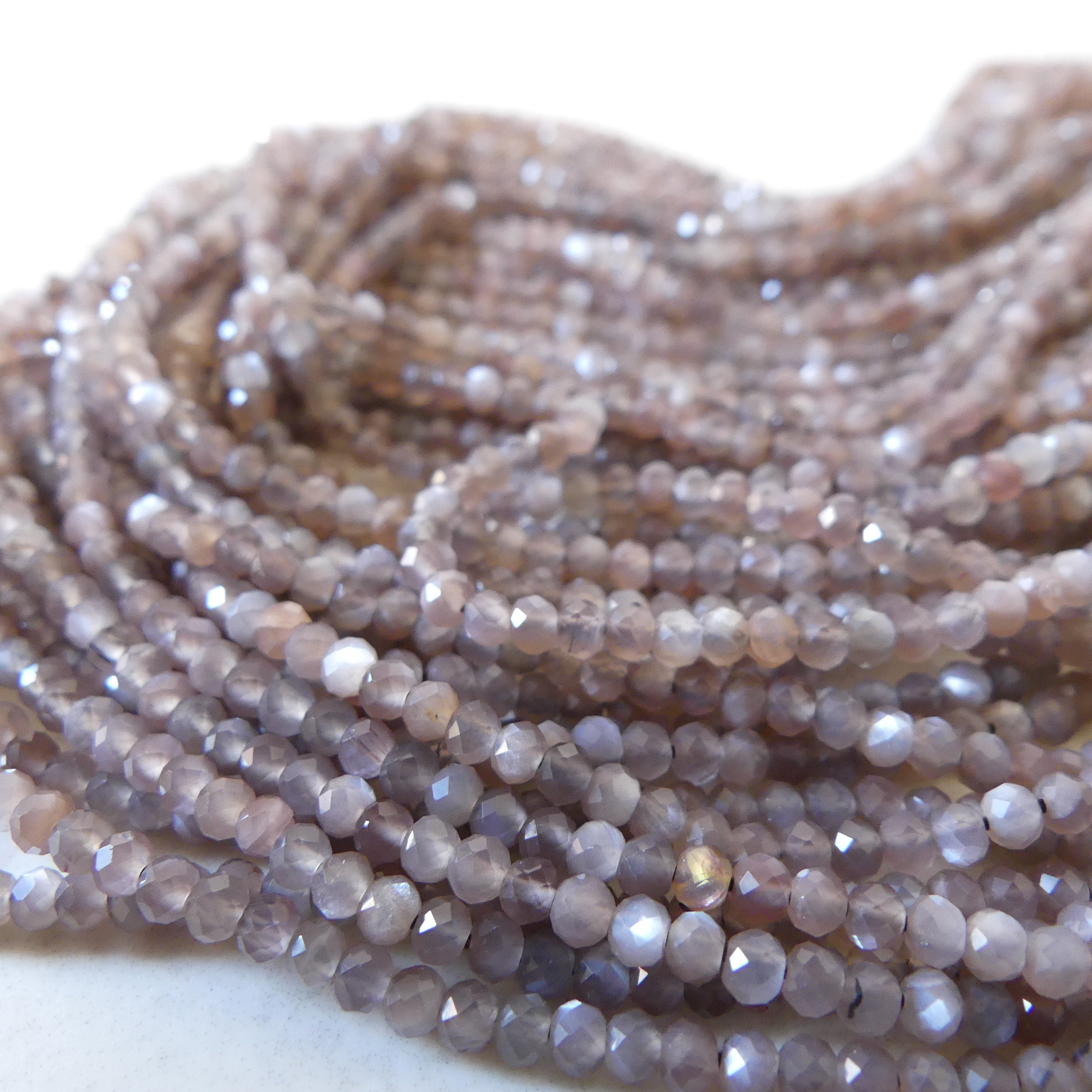 2.5mm Chocolate Moonstone Beads Rondel 13" Faceted Moonstone Gemstone Beads Beading Crafter Gift Fertility Stone June Birthstone DIY Jewelry