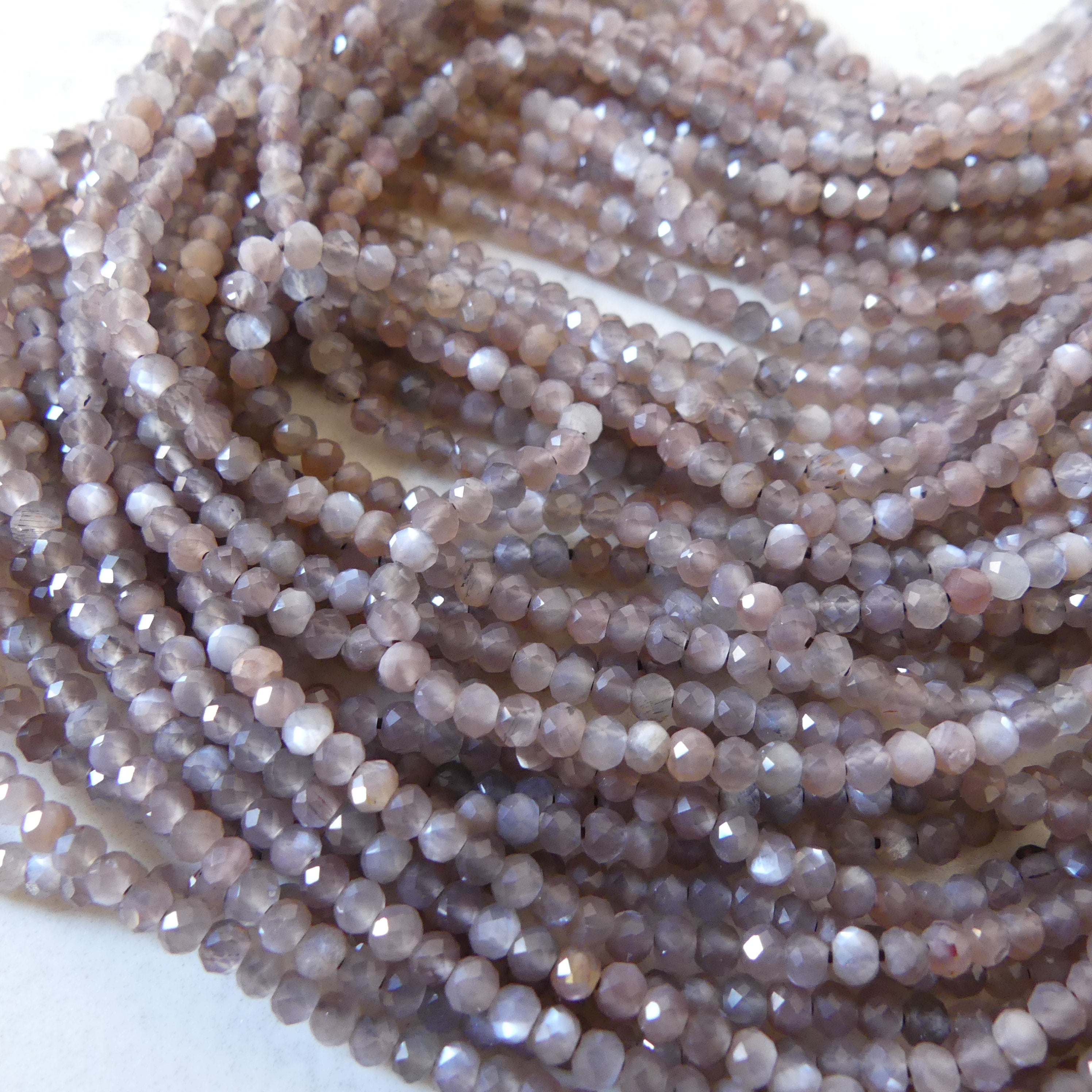 2.5mm Chocolate Moonstone Beads Rondel 13" Faceted Moonstone Gemstone Beads Beading Crafter Gift Fertility Stone June Birthstone DIY Jewelry