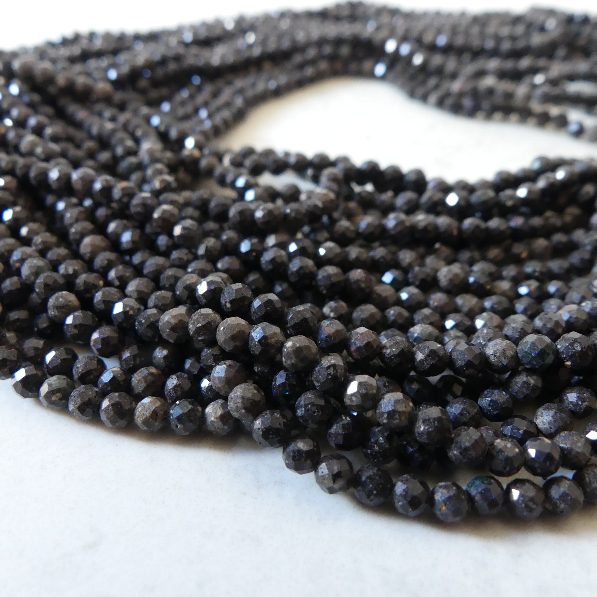 3mm Black Matrix Opal Micro Faceted Beads Genuine Opal Beads 15" Gemstone Beads for Jewelry Making Beading Craft Gift