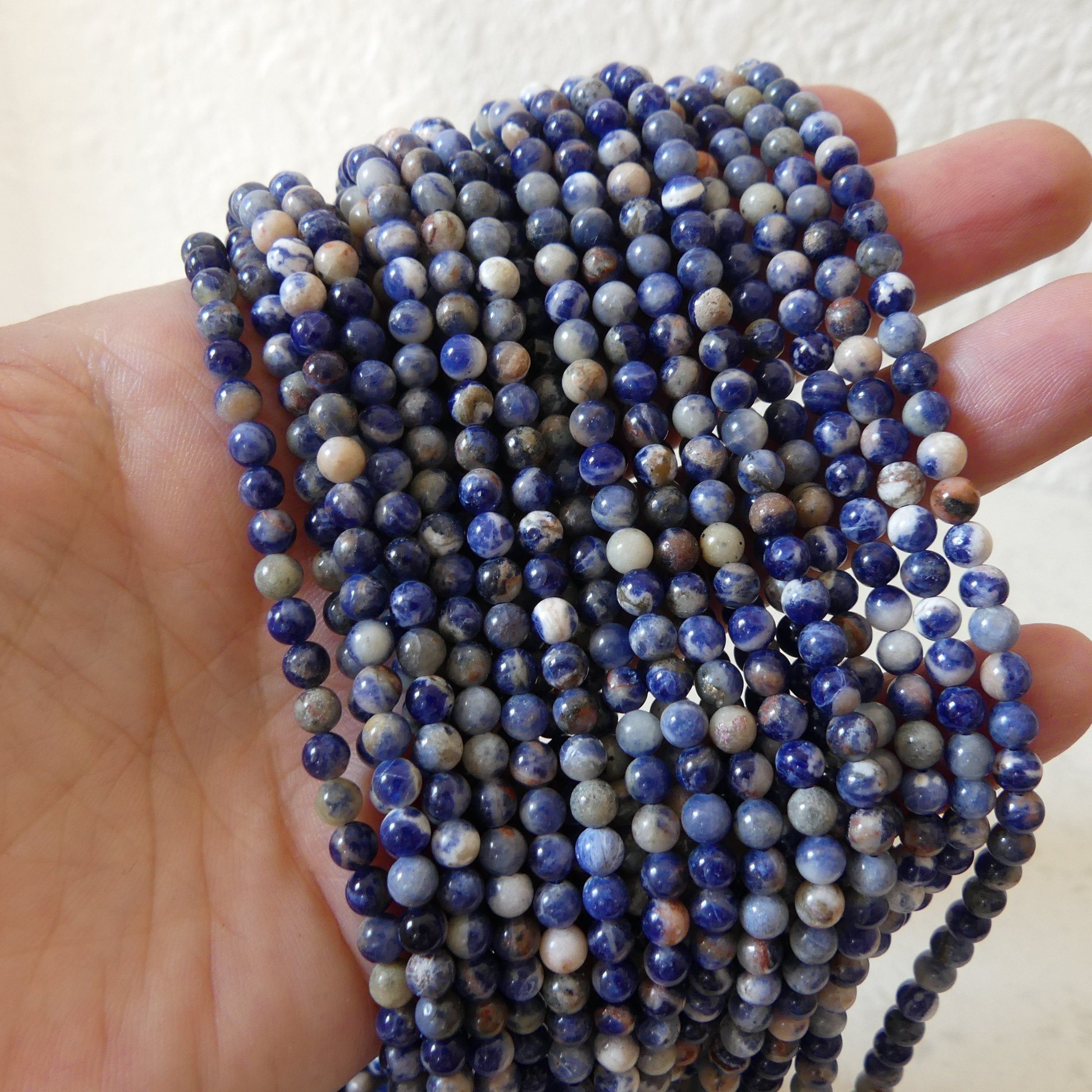 4mm Sunset Sodalite Smooth Beads 15" Blue and Orange Sodalite Genuine Gemstone Beads for Jewelry Making Beading Craft Gift Beads