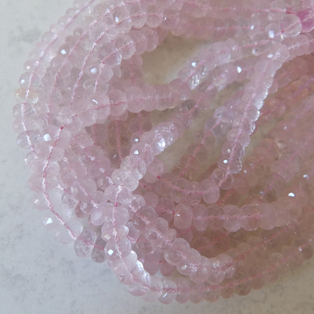8mm AAAA Rose Quartz Faceted Beads 10" Pale Pink Genuine Gemstone Beads for Jewelry Making Beading Craft Gift Beads