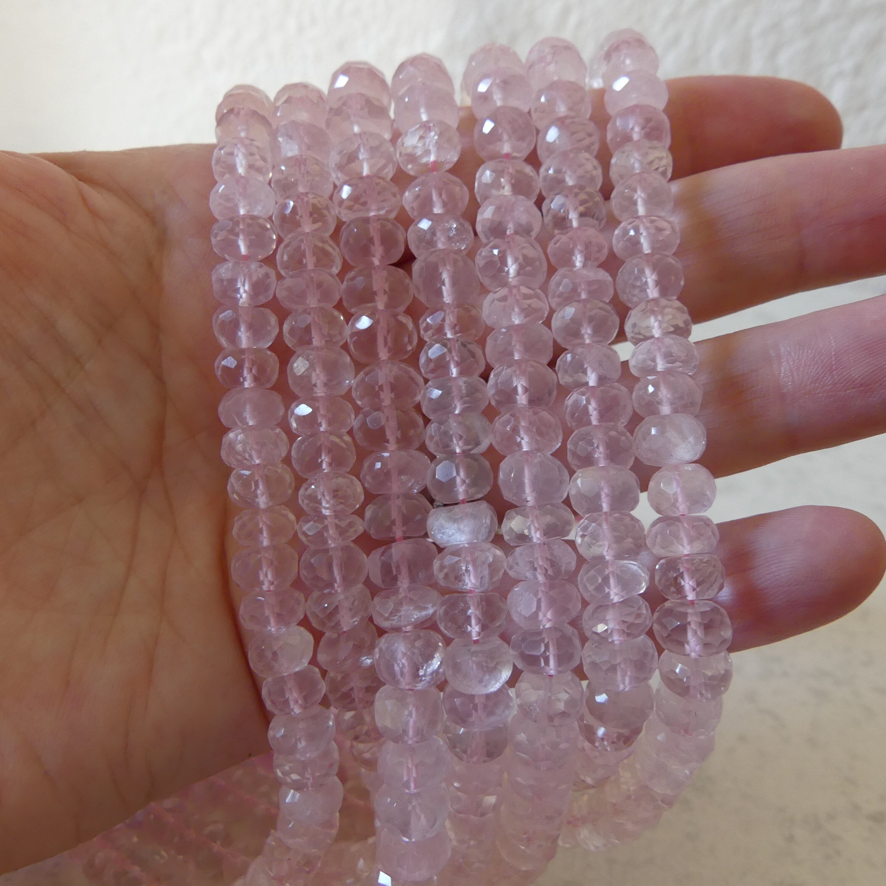 8mm AAAA Rose Quartz Faceted Beads 10" Pale Pink Genuine Gemstone Beads for Jewelry Making Beading Craft Gift Beads