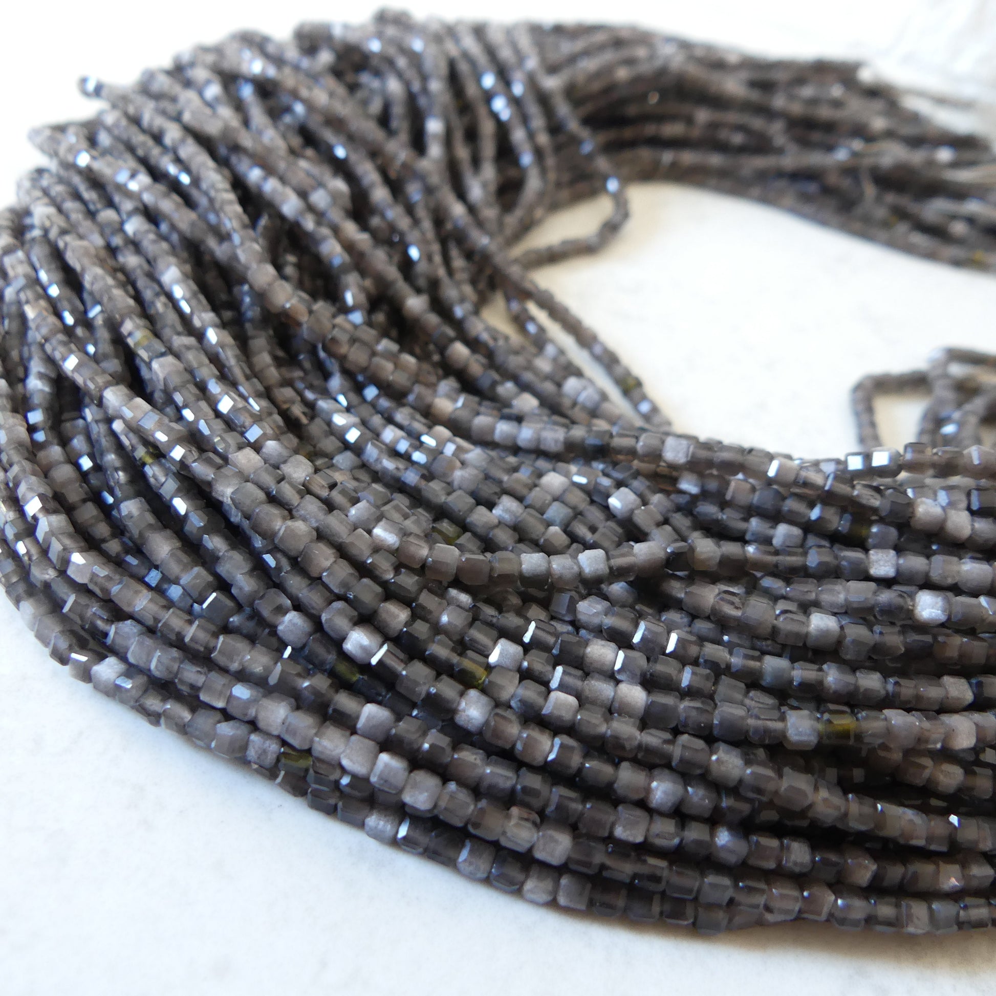 2mm Silver Obsidian Micro Faceted Cube Beads Obsidian Genuine Beads 15" Sparkly Gemstone Beads Beading Crafter Gift