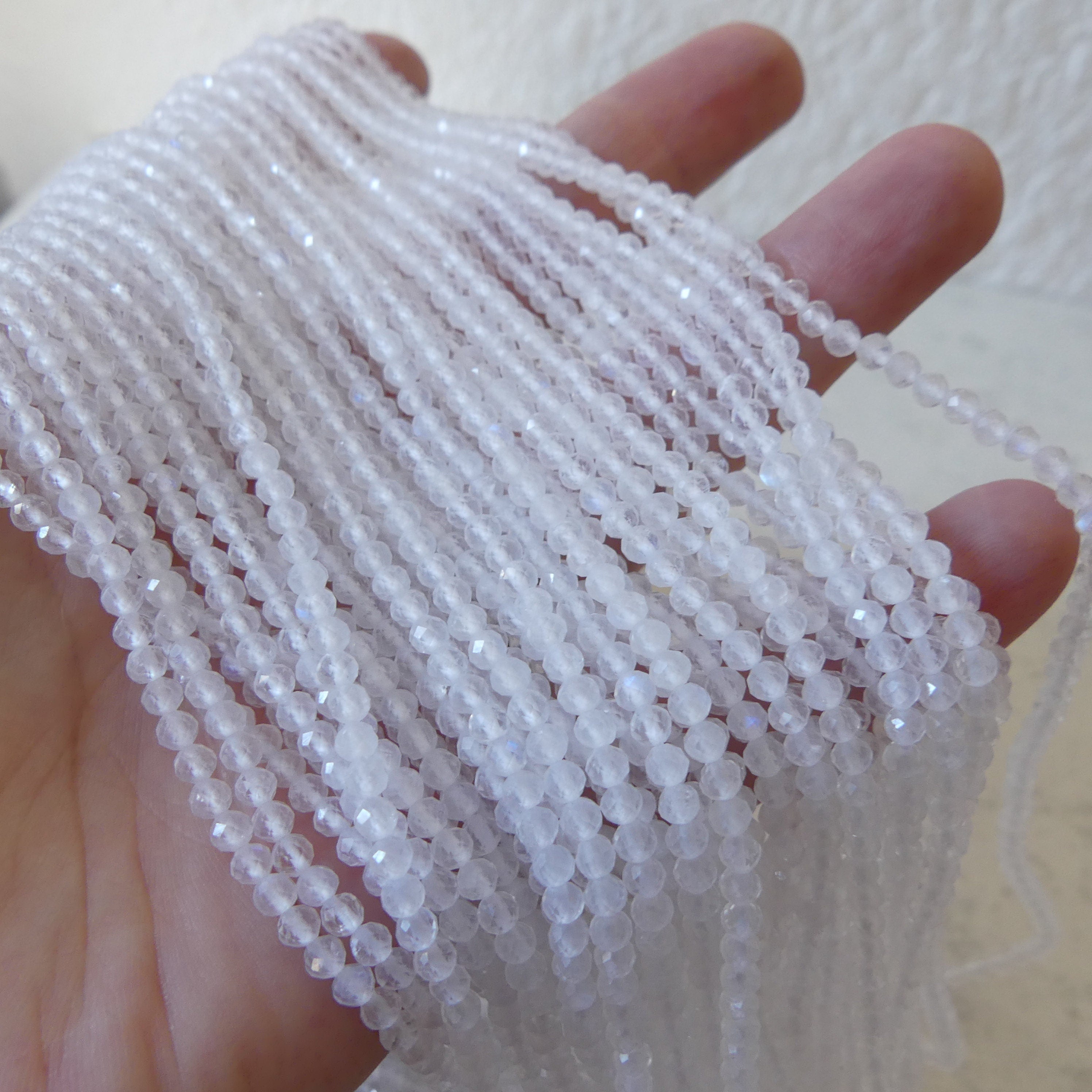 3mm Rainbow Moonstone Faceted Beads 15" Moonstone Gemstone Beads Beading Crafter Gift June Birthstone DIY Jewelry Fertility Stone