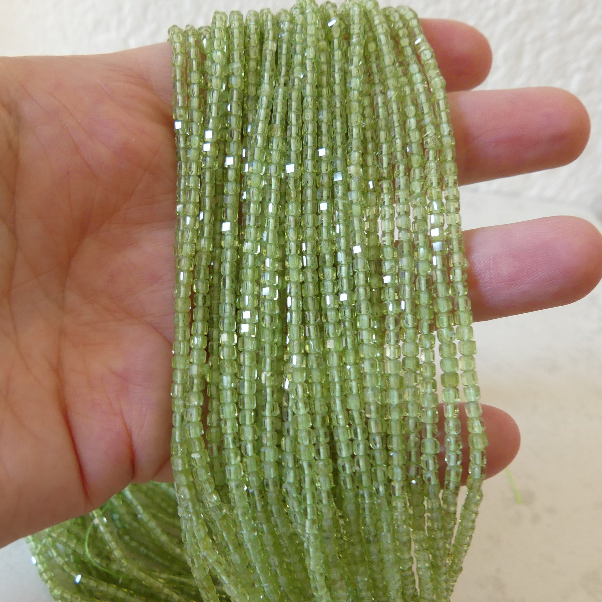 2mm AAA Peridot Faceted Cube Beads 15" Transparent Green Gemstone Beads for Jewelry Making Beading Craft Gift August Birthstone Beads