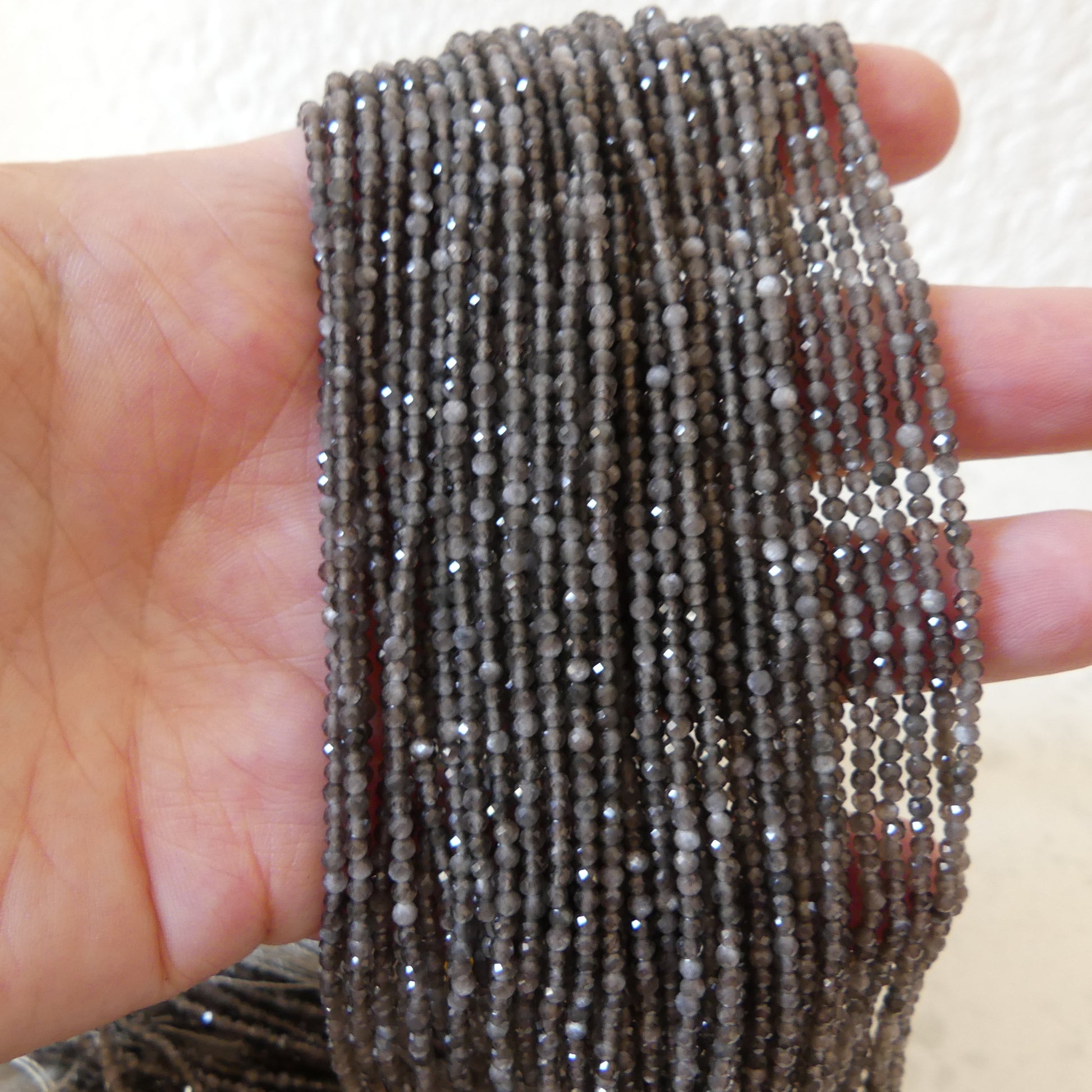 2mm Silver Obsidian Micro Faceted Beads Obsidian Genuine Beads 15" Sparkly Gemstone Beads Beading Crafter Gift
